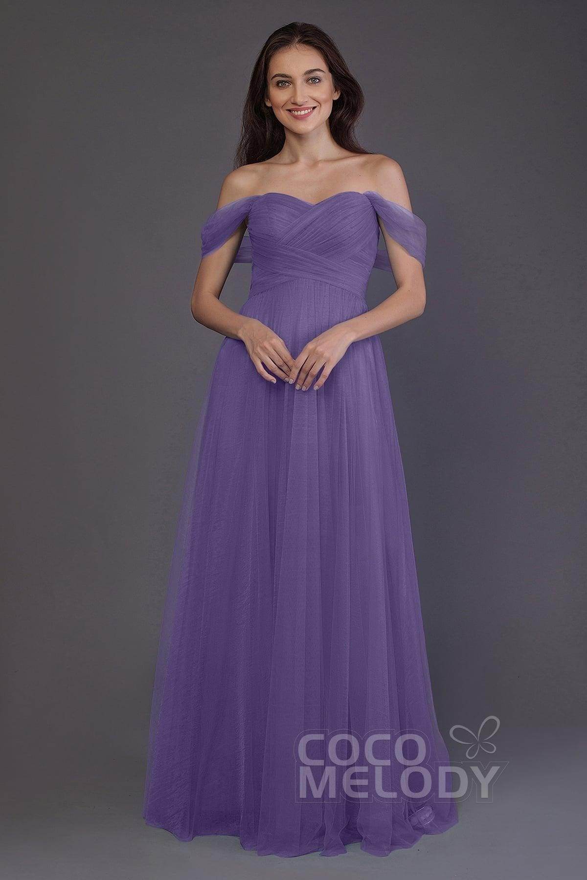 Sheath-Column Floor Length Tulle Bridesmaid Dress PR3512