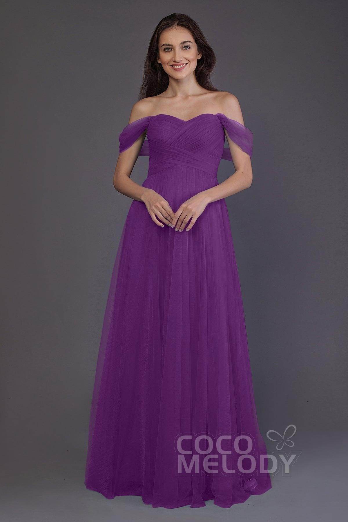 Sheath-Column Floor Length Tulle Bridesmaid Dress PR3512