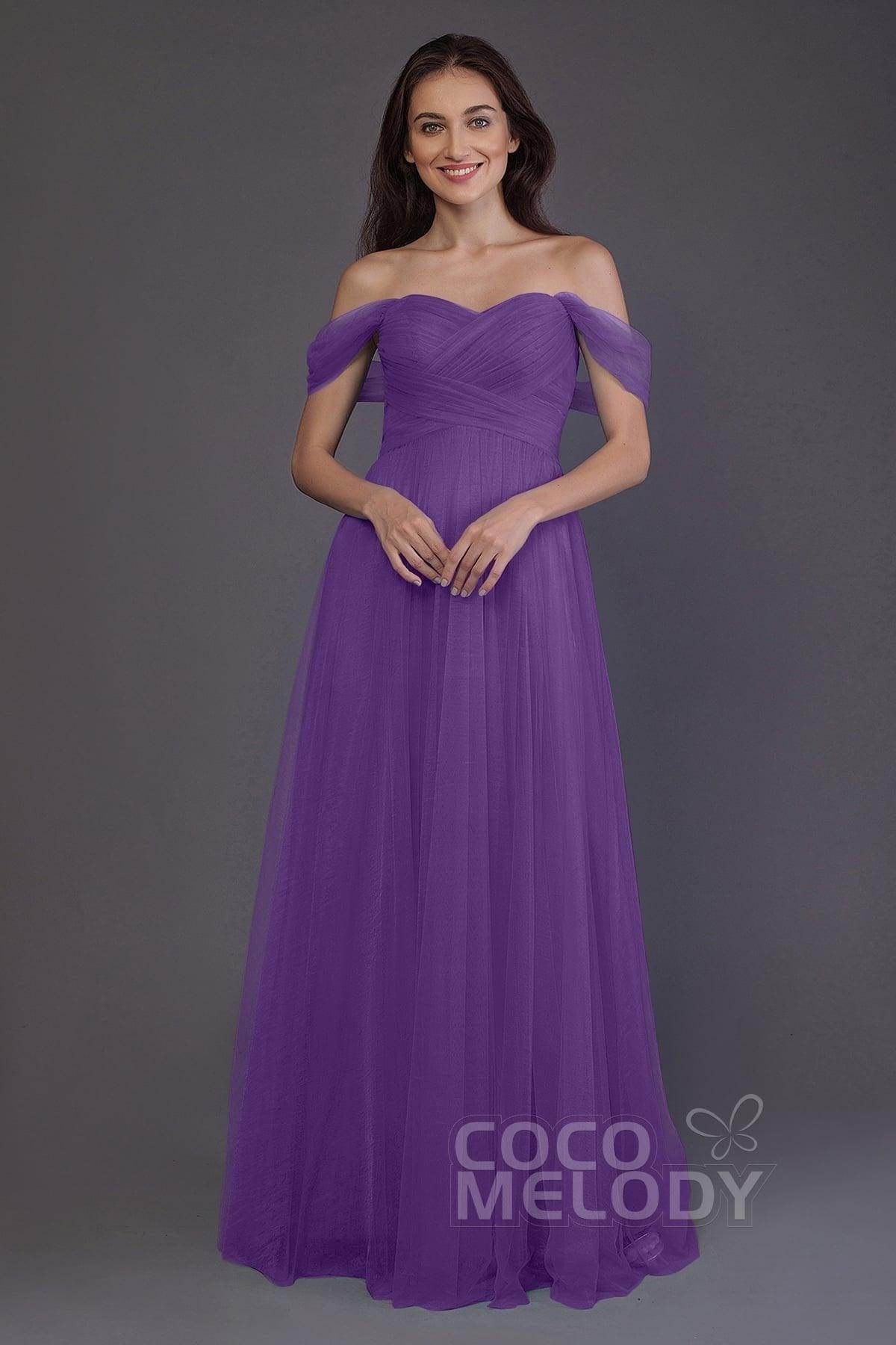 Sheath-Column Floor Length Tulle Bridesmaid Dress PR3512