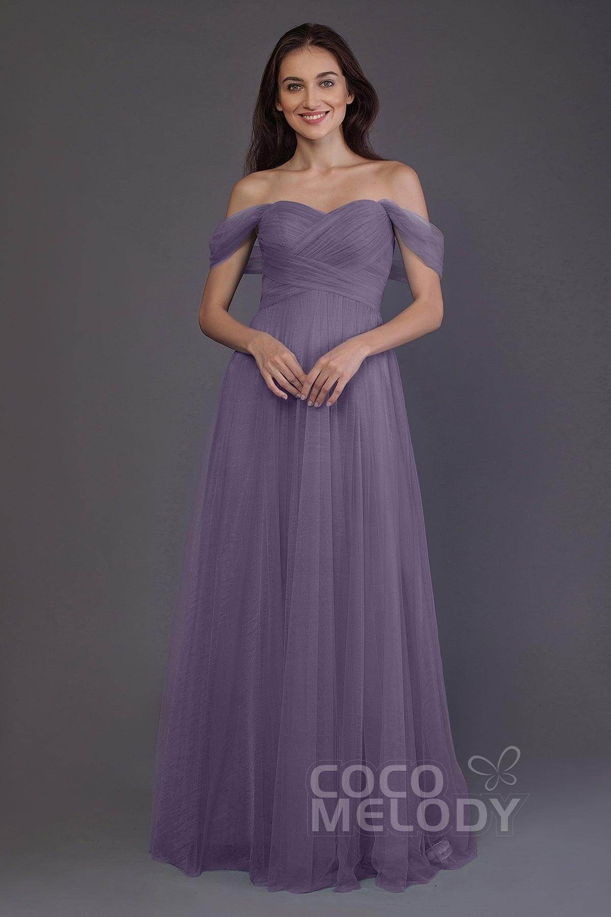 Sheath-Column Floor Length Tulle Bridesmaid Dress PR3512