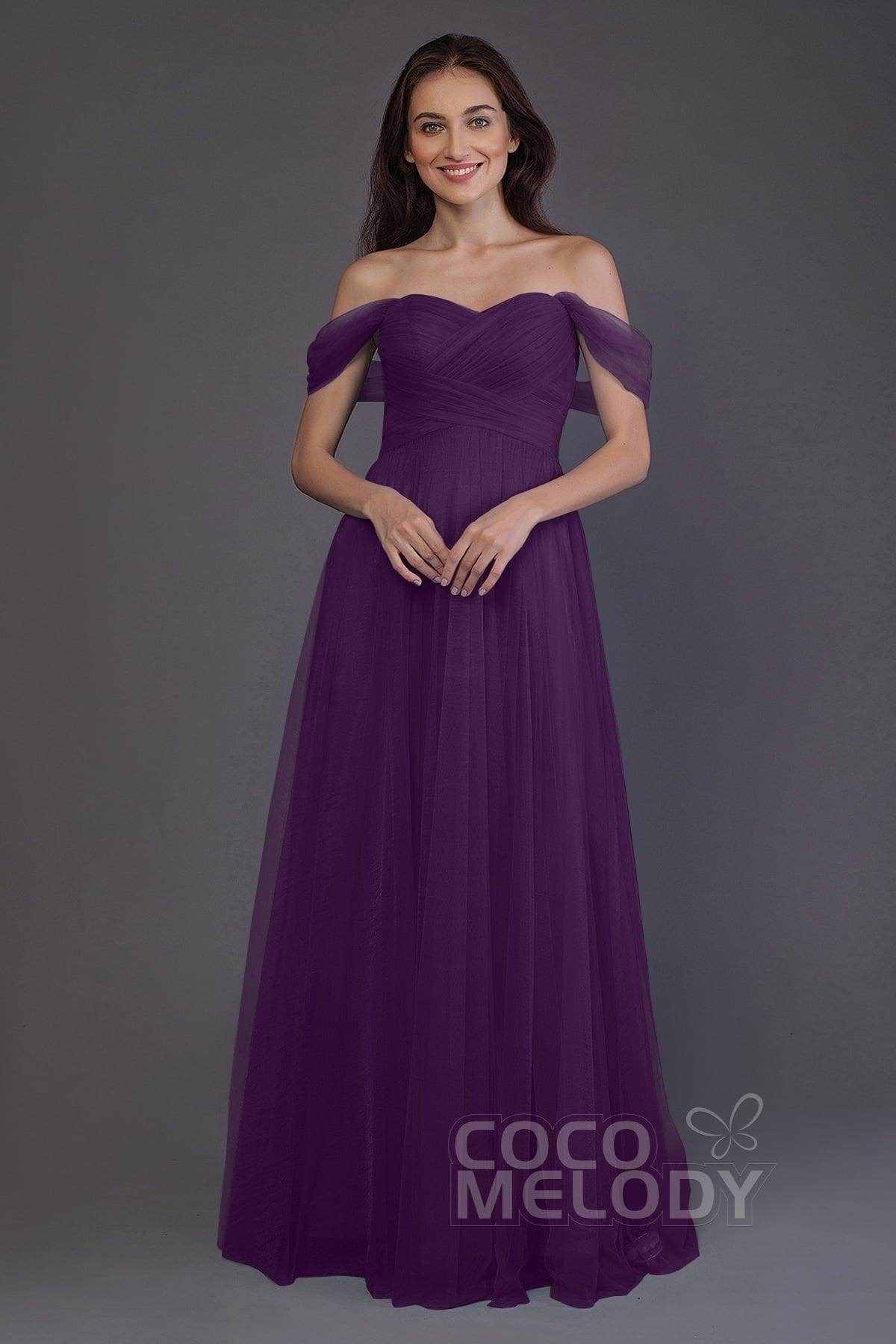 Sheath-Column Floor Length Tulle Bridesmaid Dress PR3512