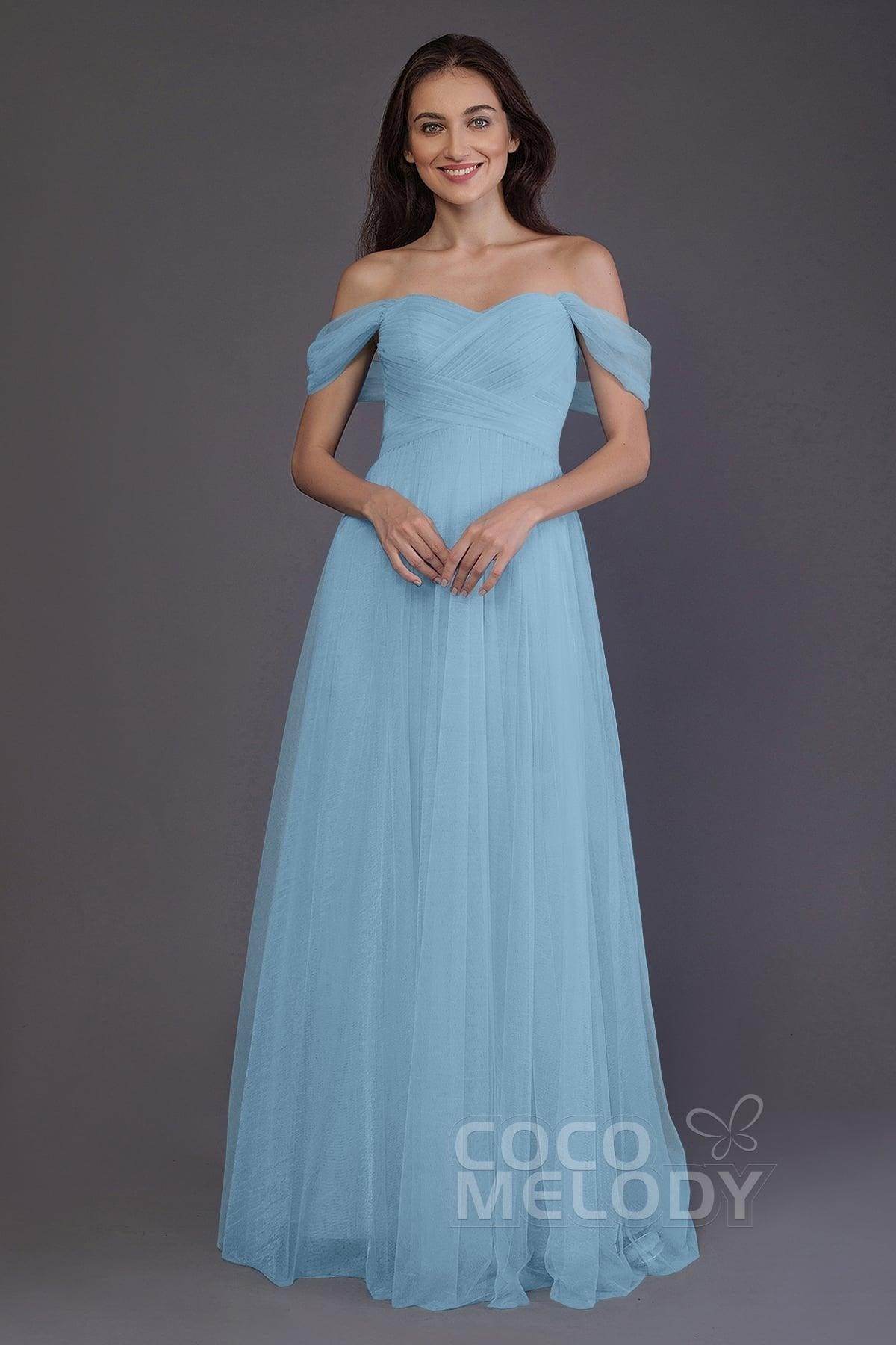 Sheath-Column Floor Length Tulle Bridesmaid Dress PR3512