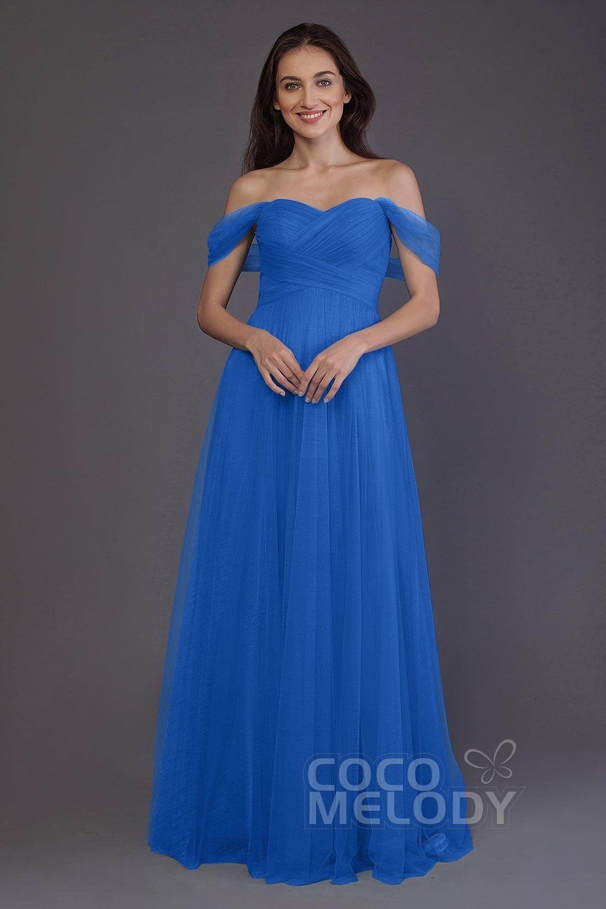 Sheath-Column Floor Length Tulle Bridesmaid Dress PR3512