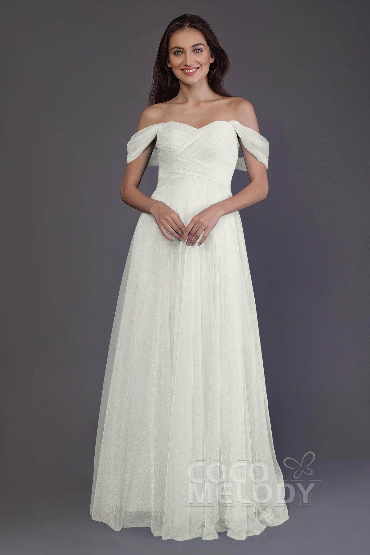 Sheath-Column Floor Length Tulle Bridesmaid Dress PR3512