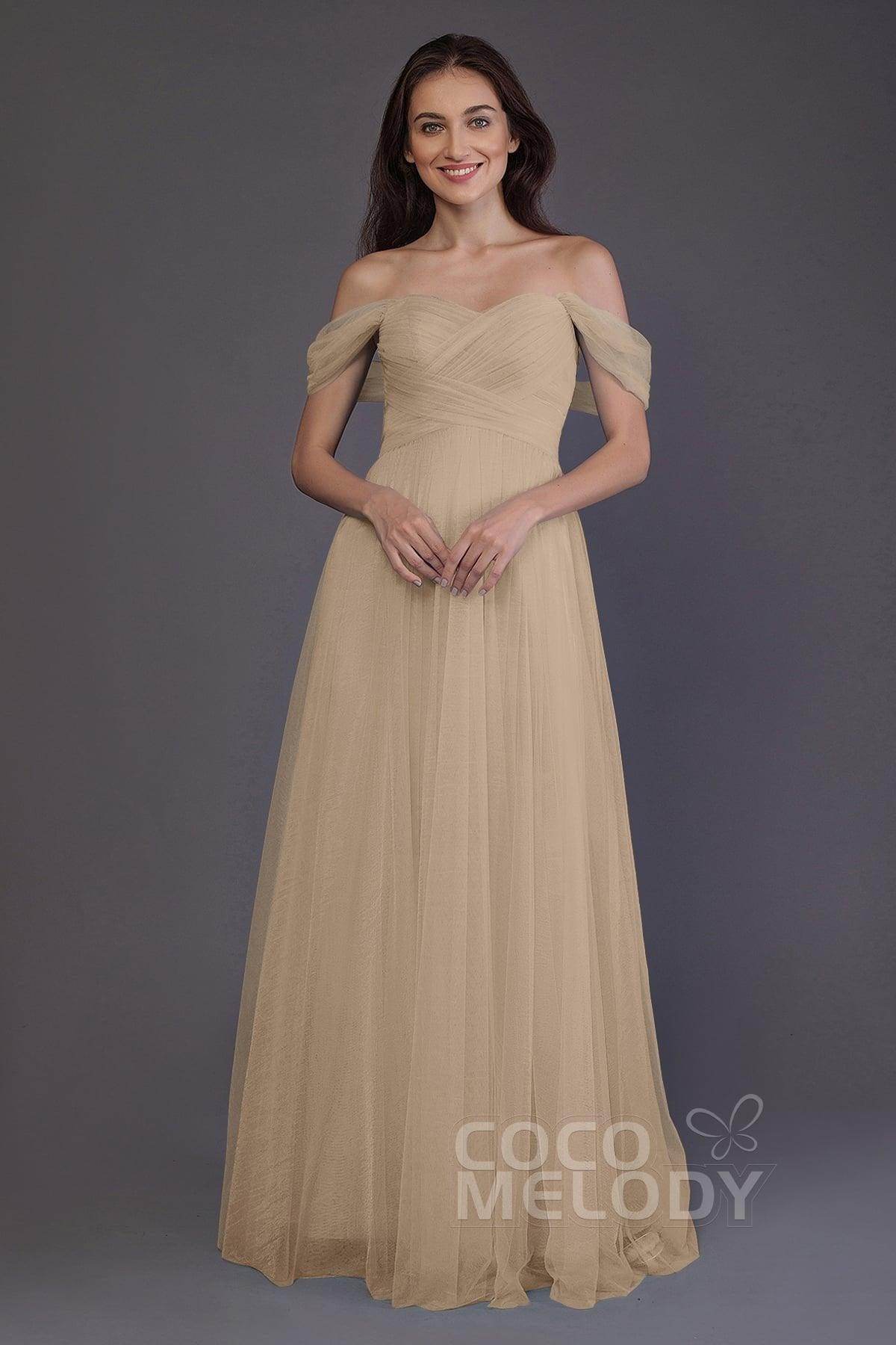 Sheath-Column Floor Length Tulle Bridesmaid Dress PR3512