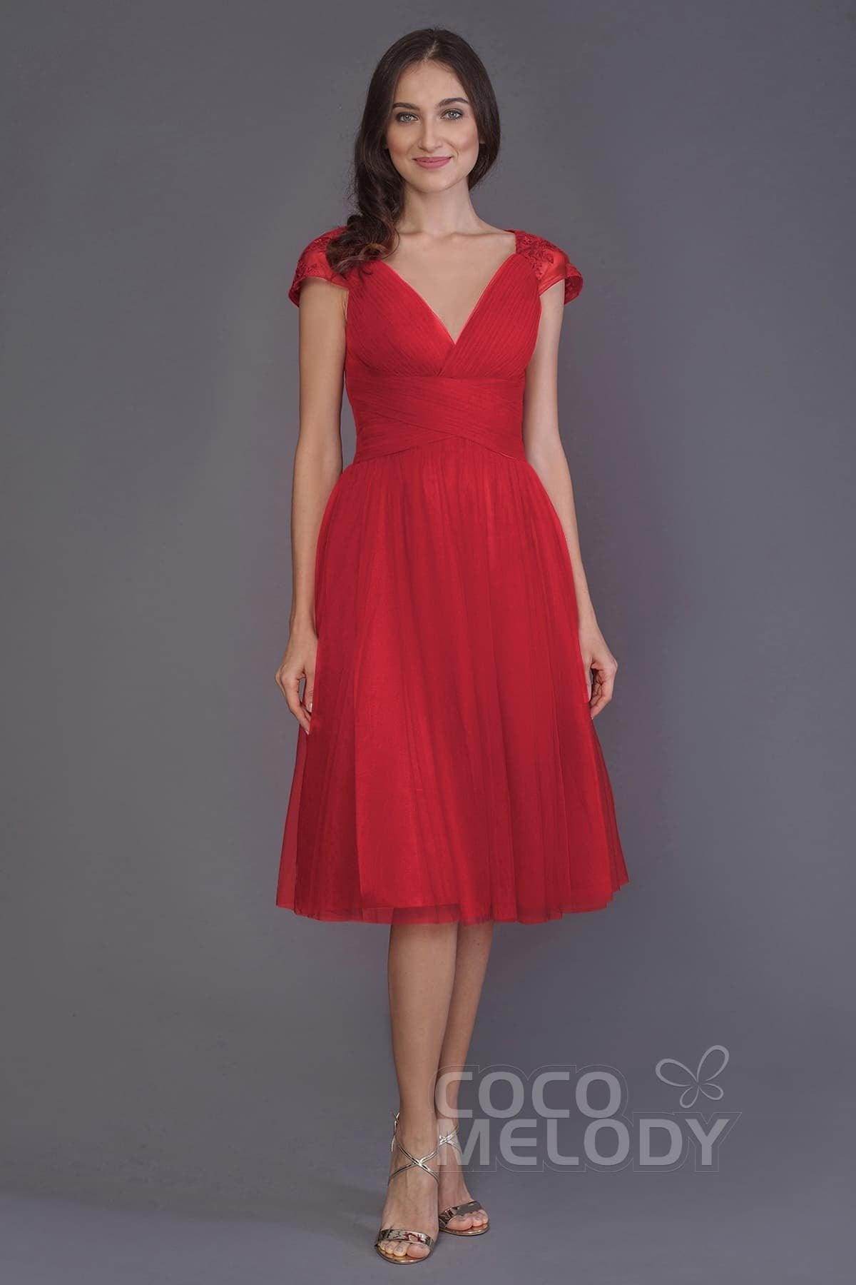 A-Line Knee Length Tulle Bridesmaid Dress PR3515