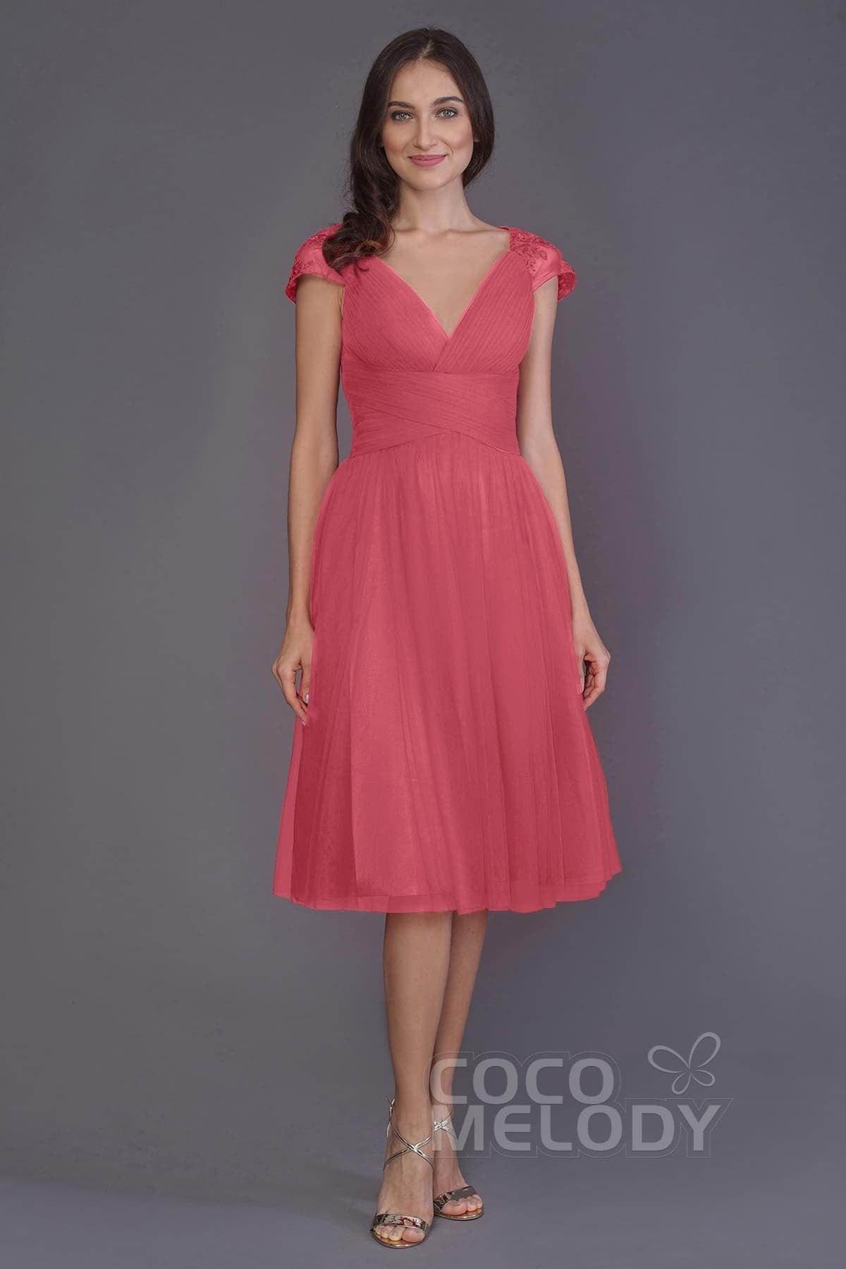 A-Line Knee Length Tulle Bridesmaid Dress PR3515