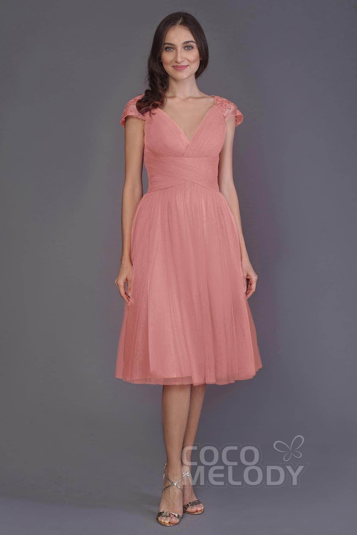 A-Line Knee Length Tulle Bridesmaid Dress PR3515