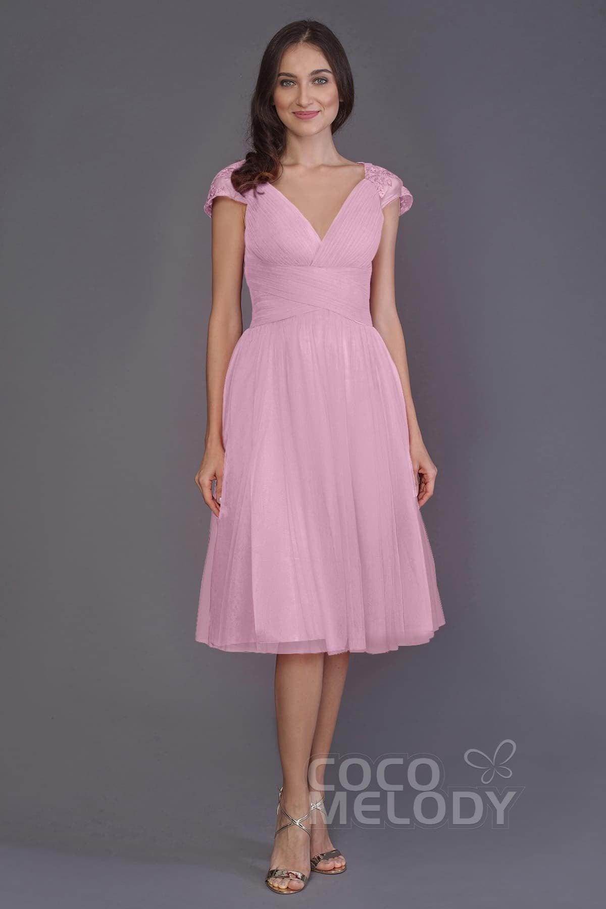 A-Line Knee Length Tulle Bridesmaid Dress PR3515