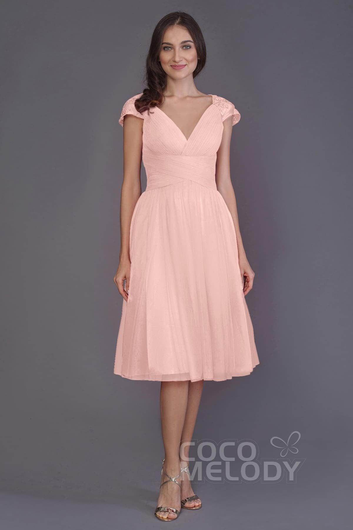 A-Line Knee Length Tulle Bridesmaid Dress PR3515