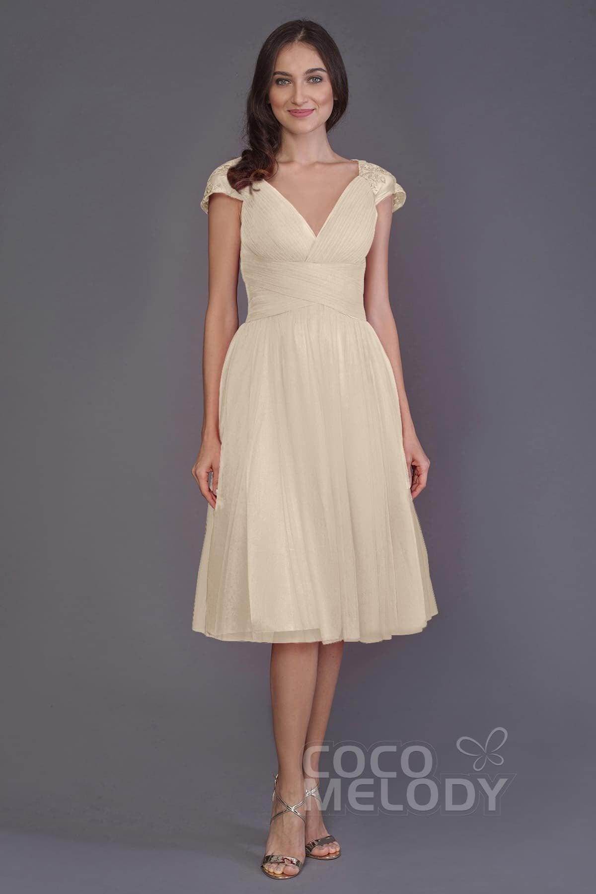 A-Line Knee Length Tulle Bridesmaid Dress PR3515