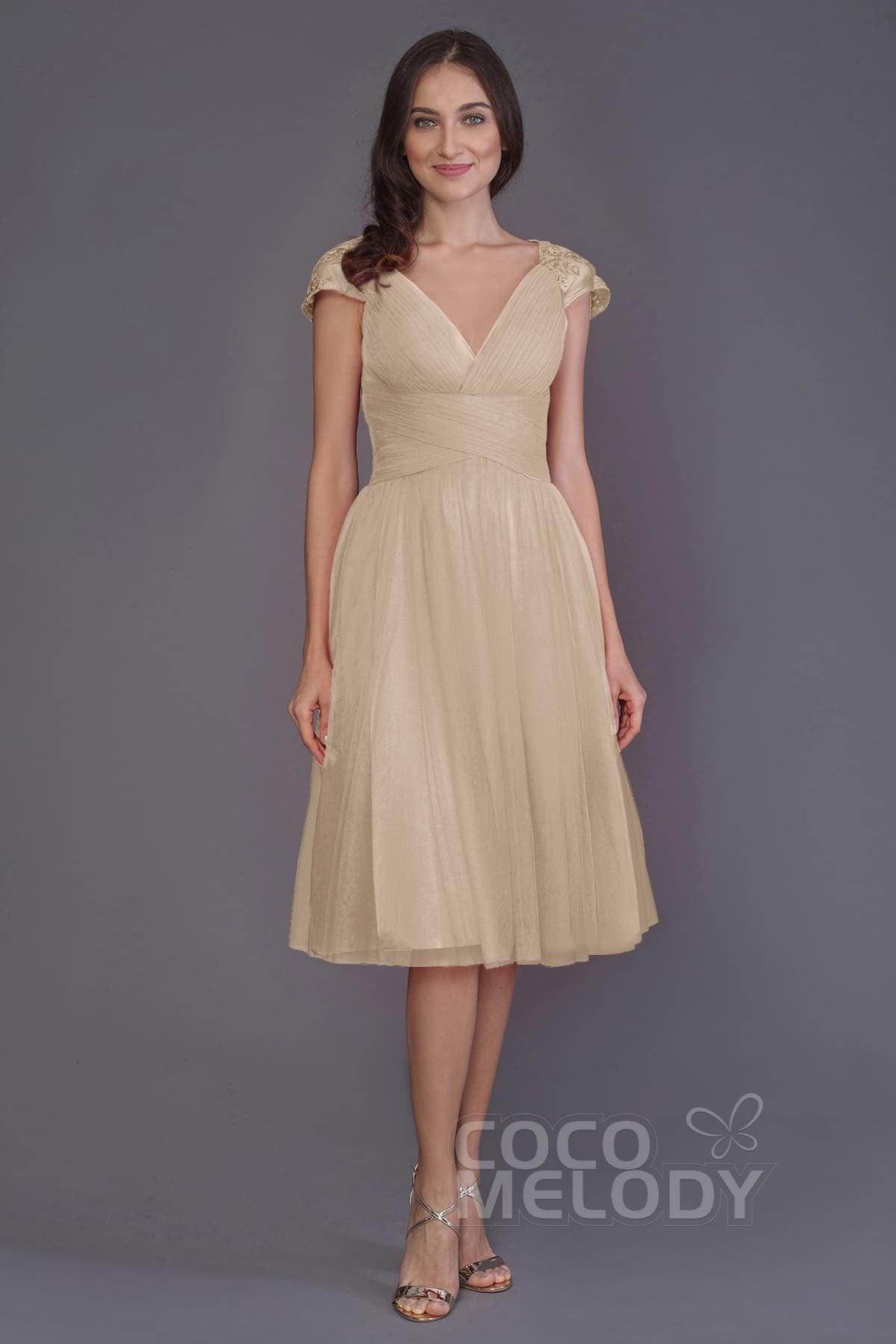 A-Line Knee Length Tulle Bridesmaid Dress PR3515