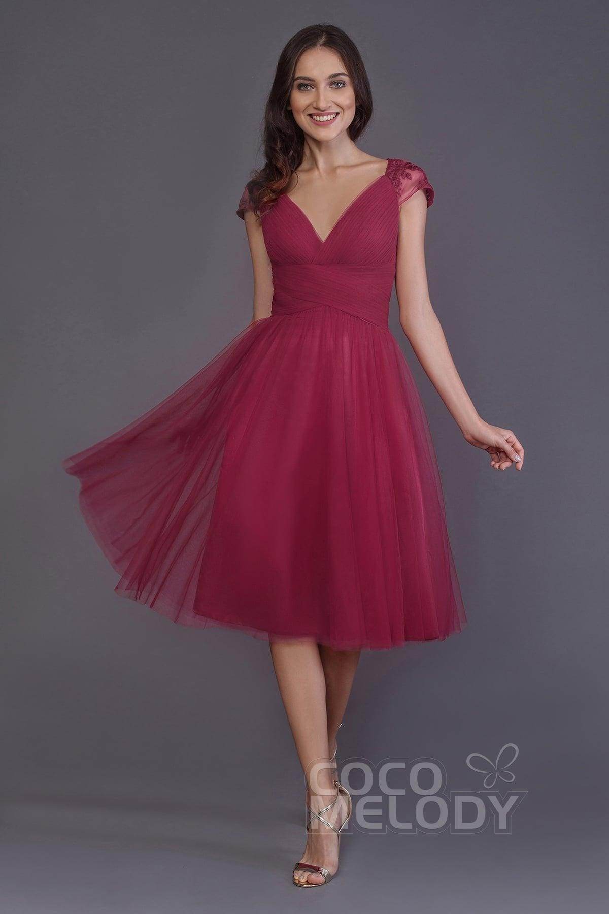 A-Line Knee Length Tulle Bridesmaid Dress PR3515