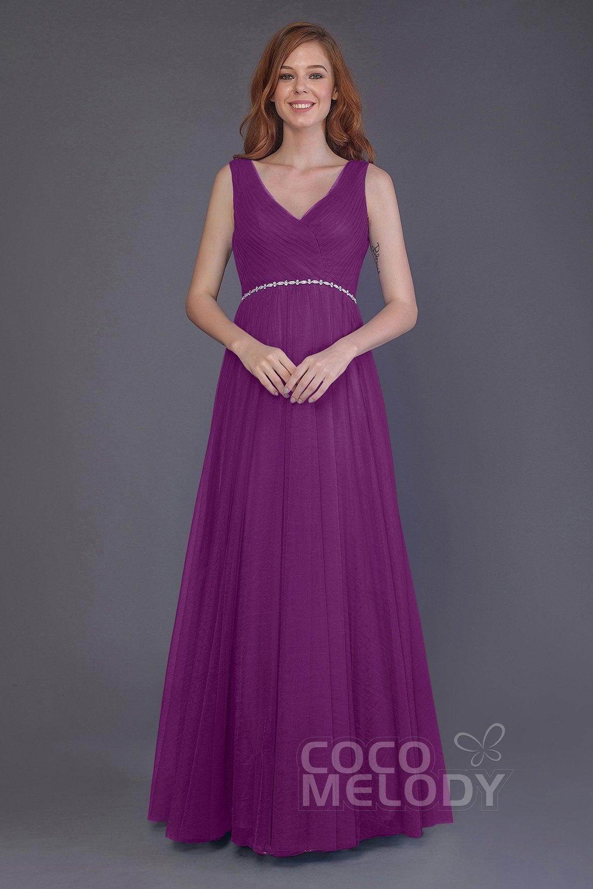 Sheath-Column Floor Length Tulle Bridesmaid Dress PR3518