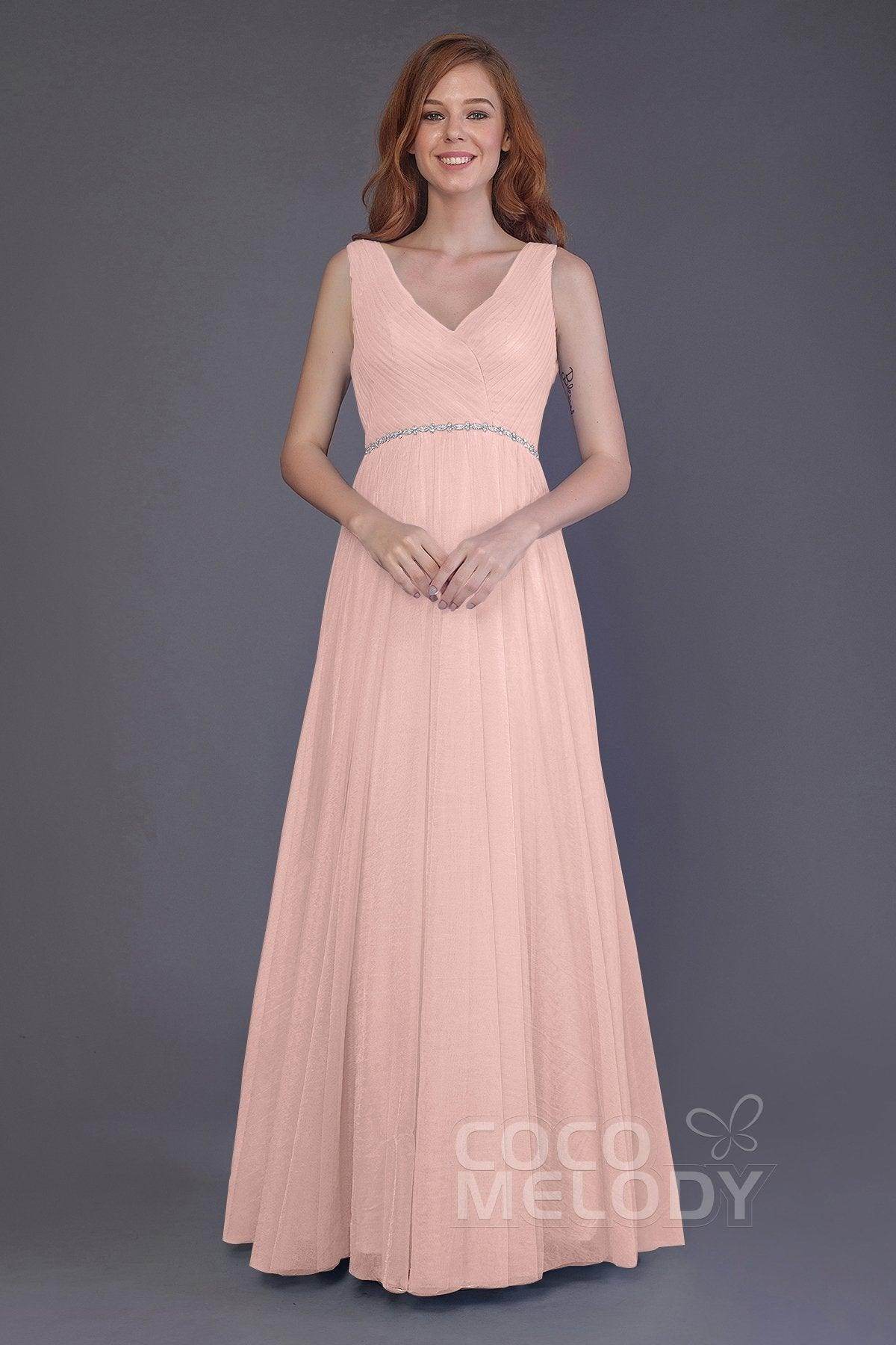 Sheath-Column Floor Length Tulle Bridesmaid Dress PR3518