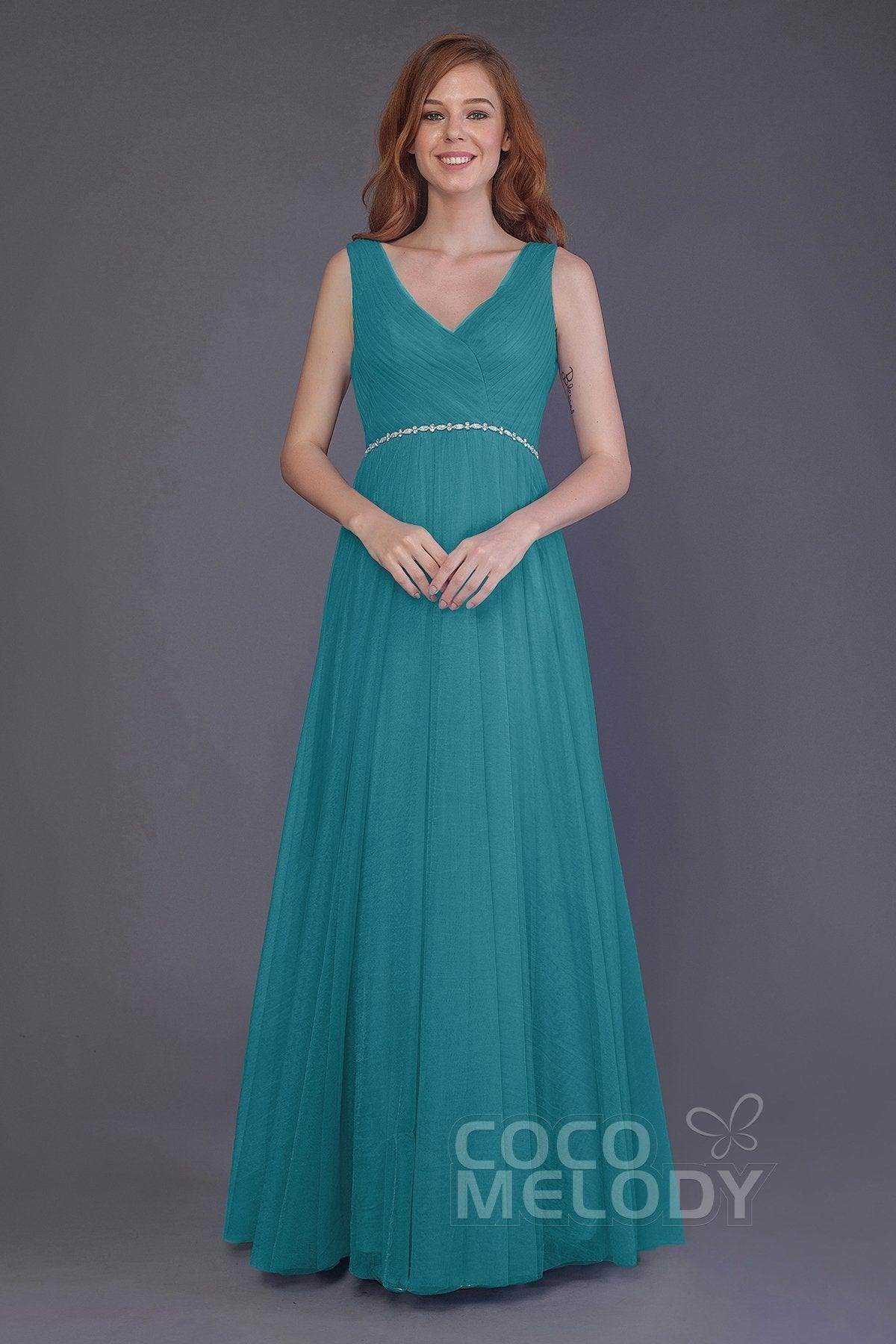 Sheath-Column Floor Length Tulle Bridesmaid Dress PR3518