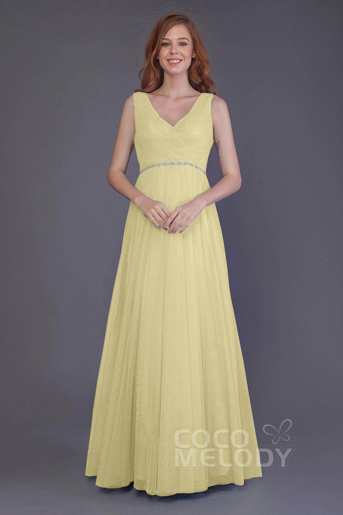 Sheath-Column Floor Length Tulle Bridesmaid Dress PR3518