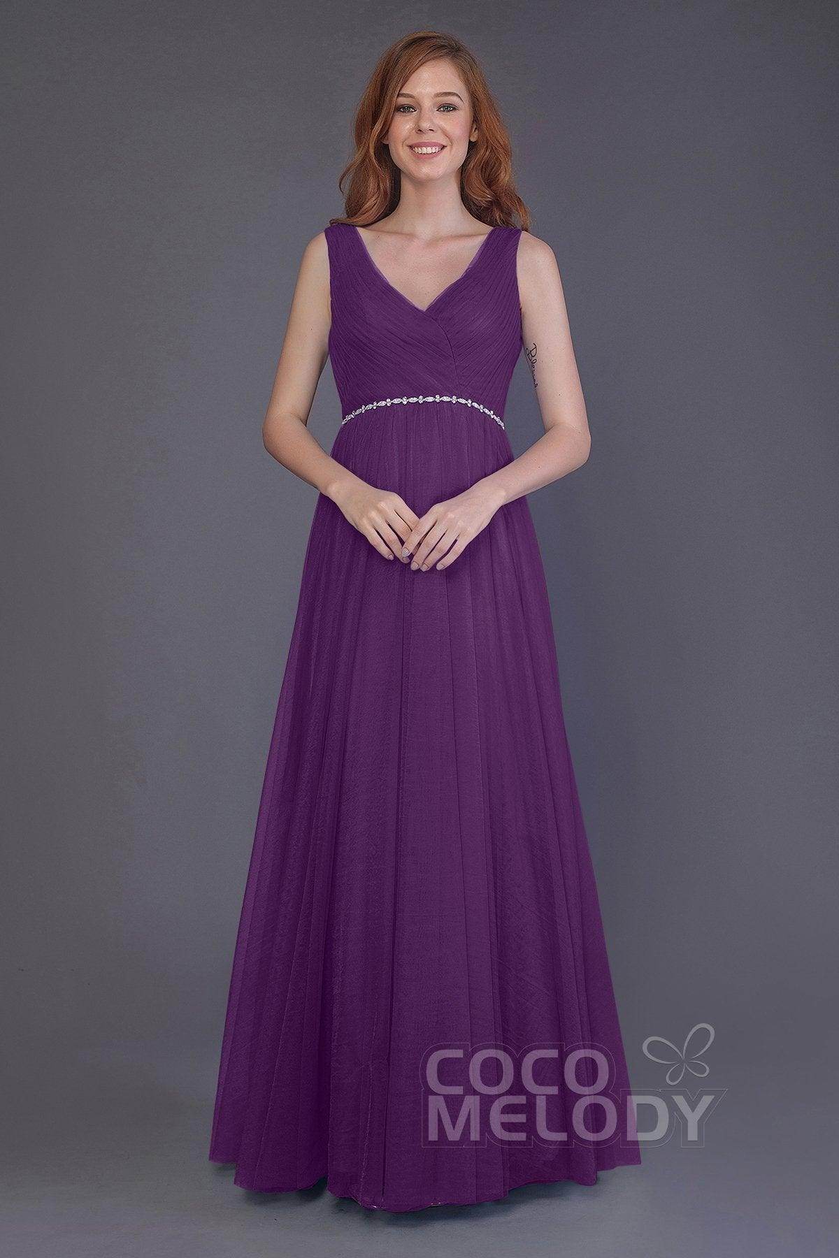 Sheath-Column Floor Length Tulle Bridesmaid Dress PR3518