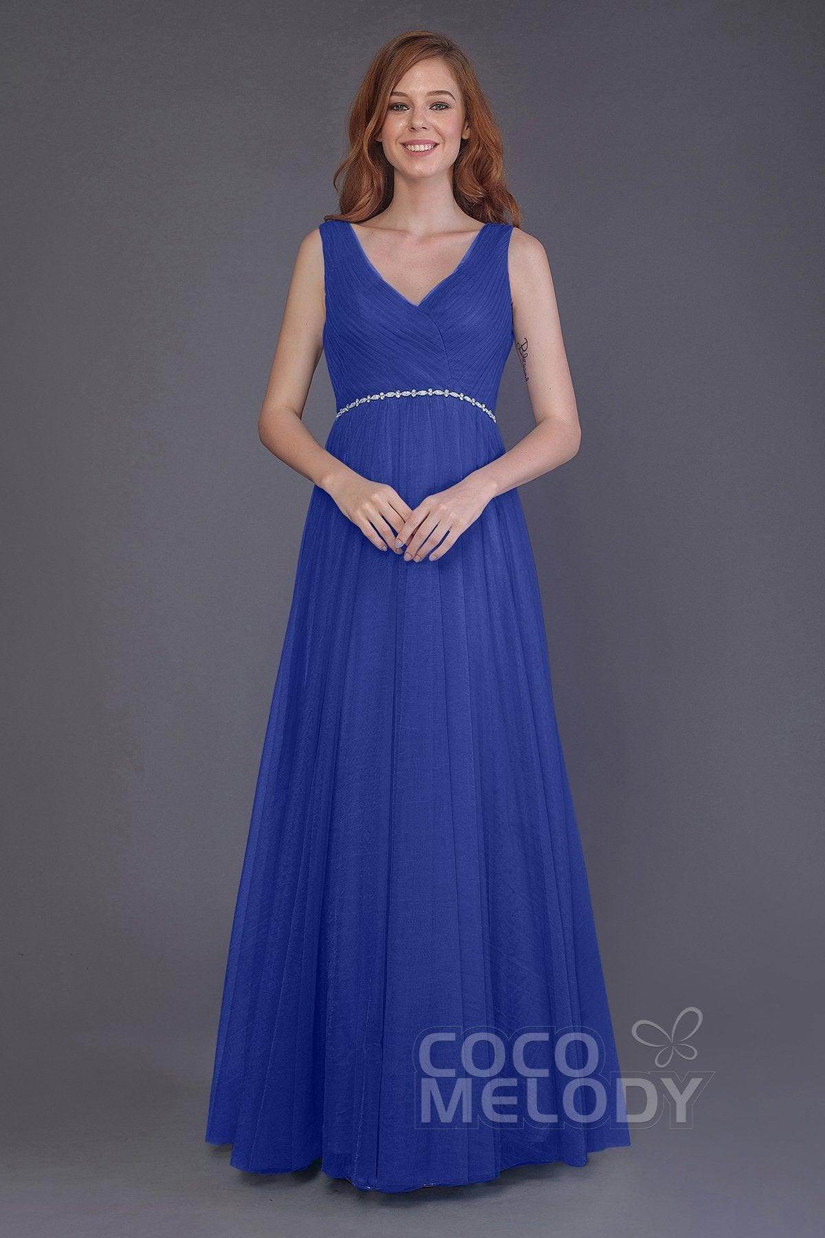 Sheath-Column Floor Length Tulle Bridesmaid Dress PR3518