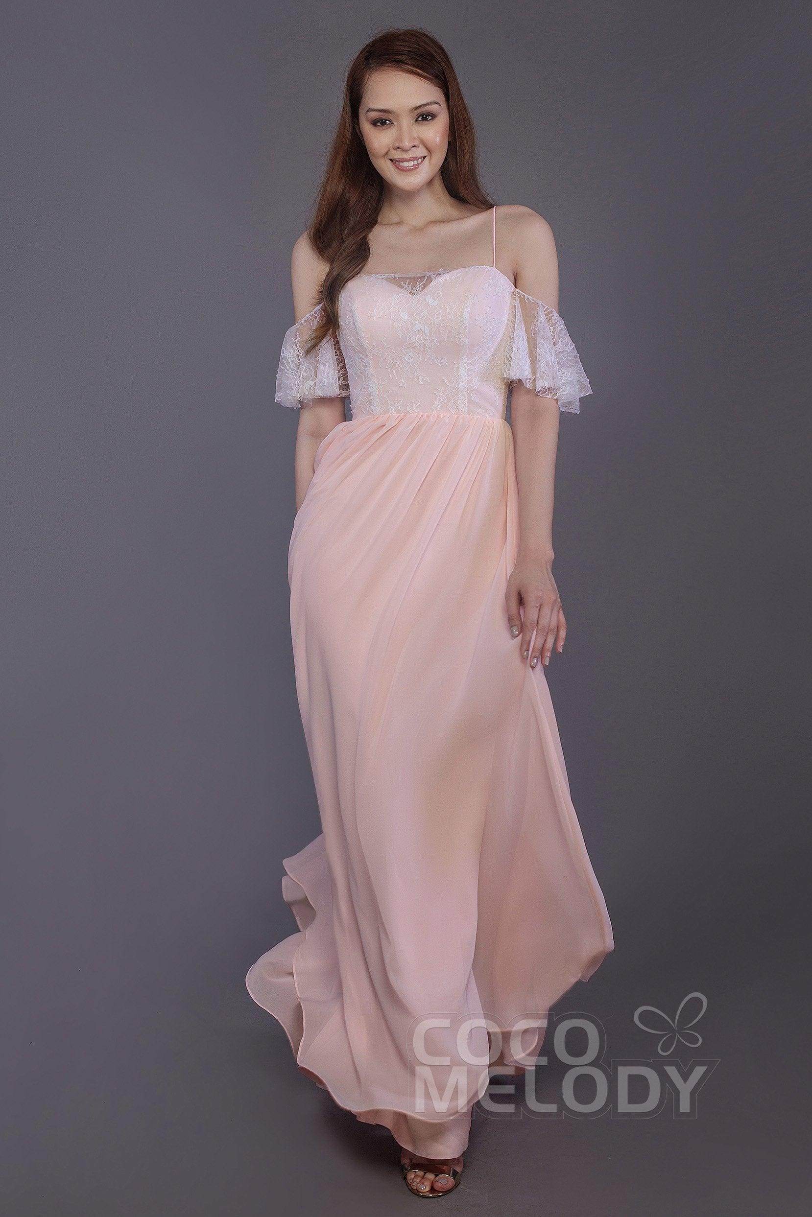 Sheath-Column Floor Length Chiffon Bridesmaid Dress PR3521