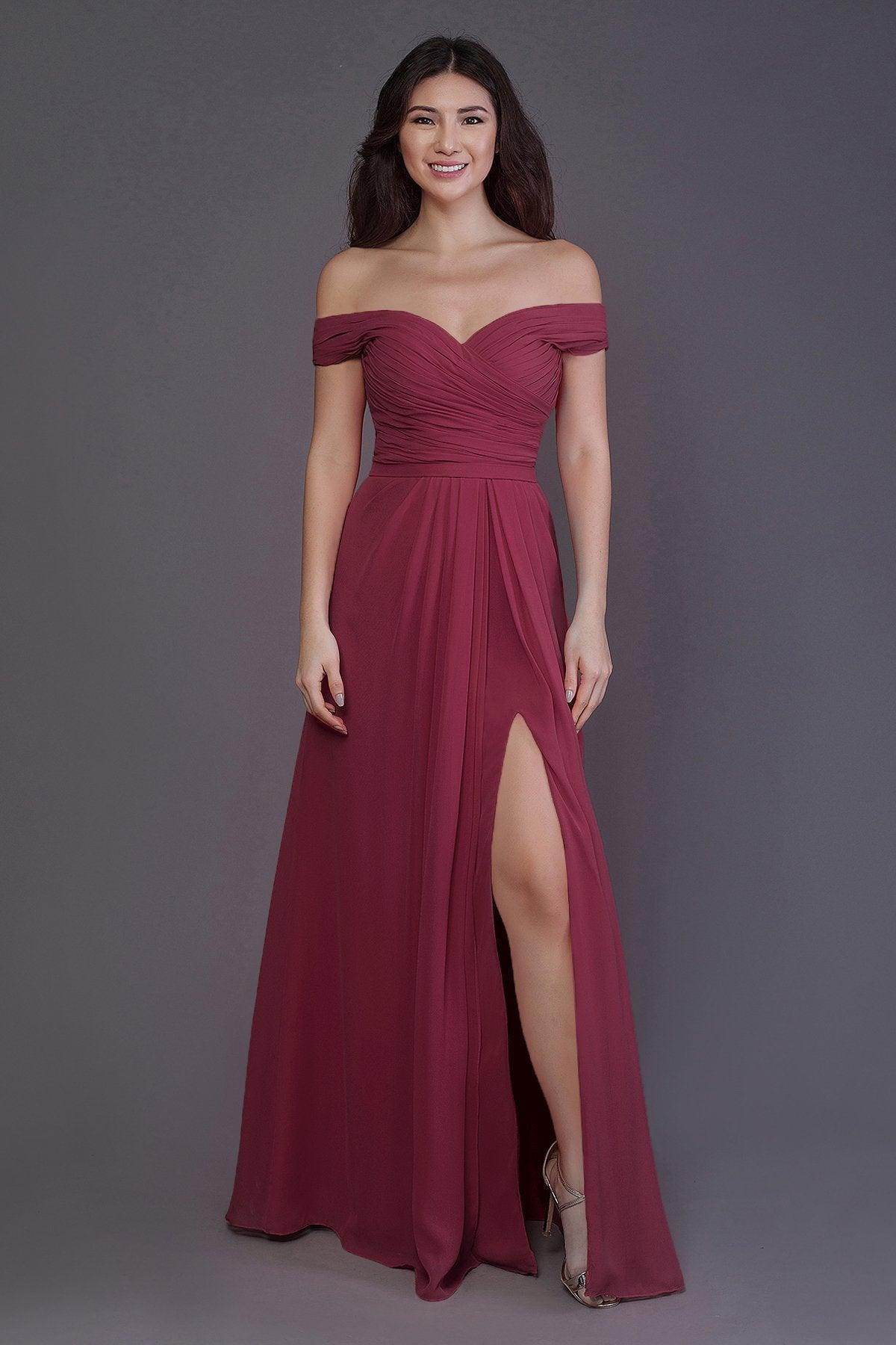 Sheath-Column Floor Length Chiffon Bridesmaid Dress PR3536PS