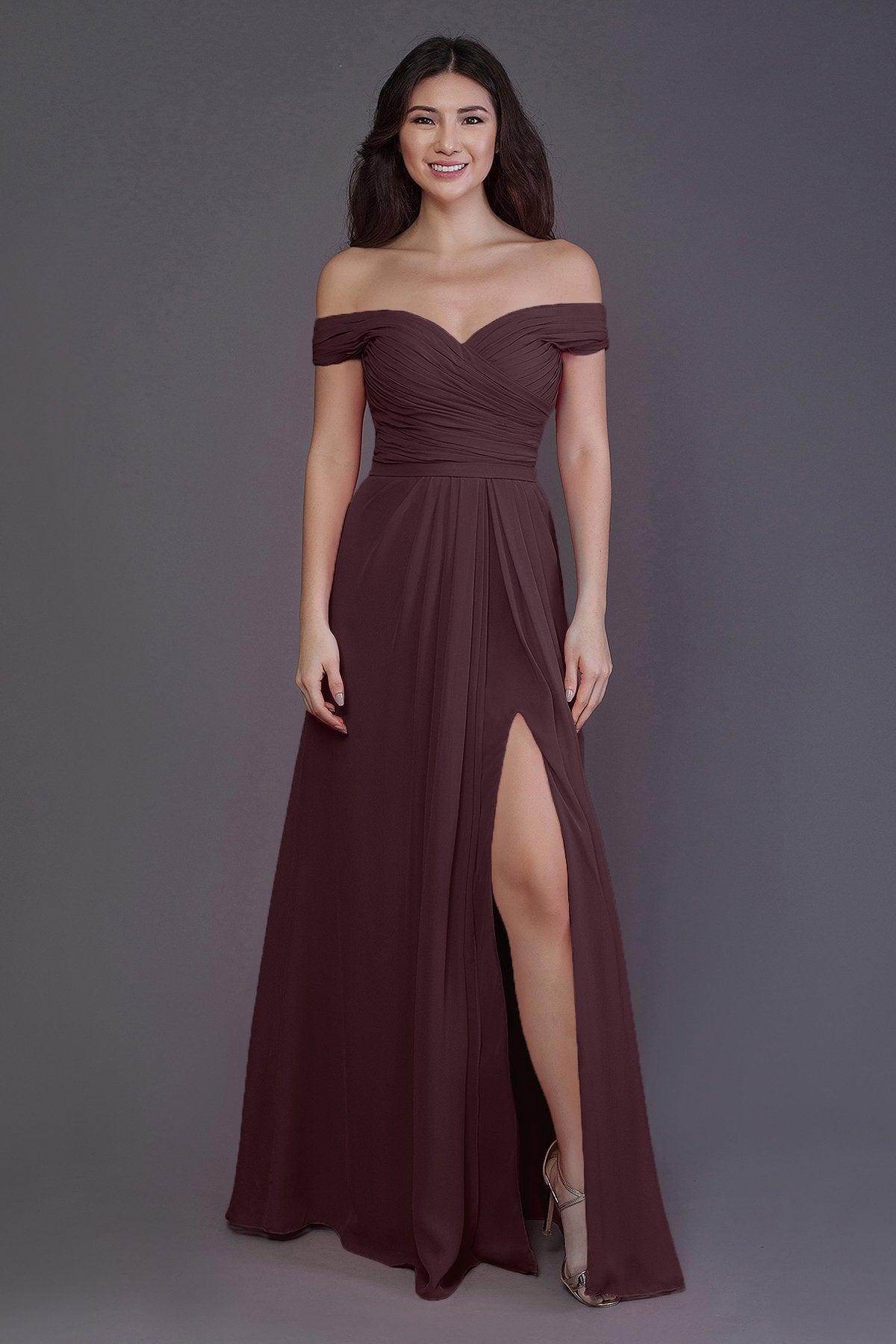 Sheath-Column Floor Length Chiffon Bridesmaid Dress PR3536PS