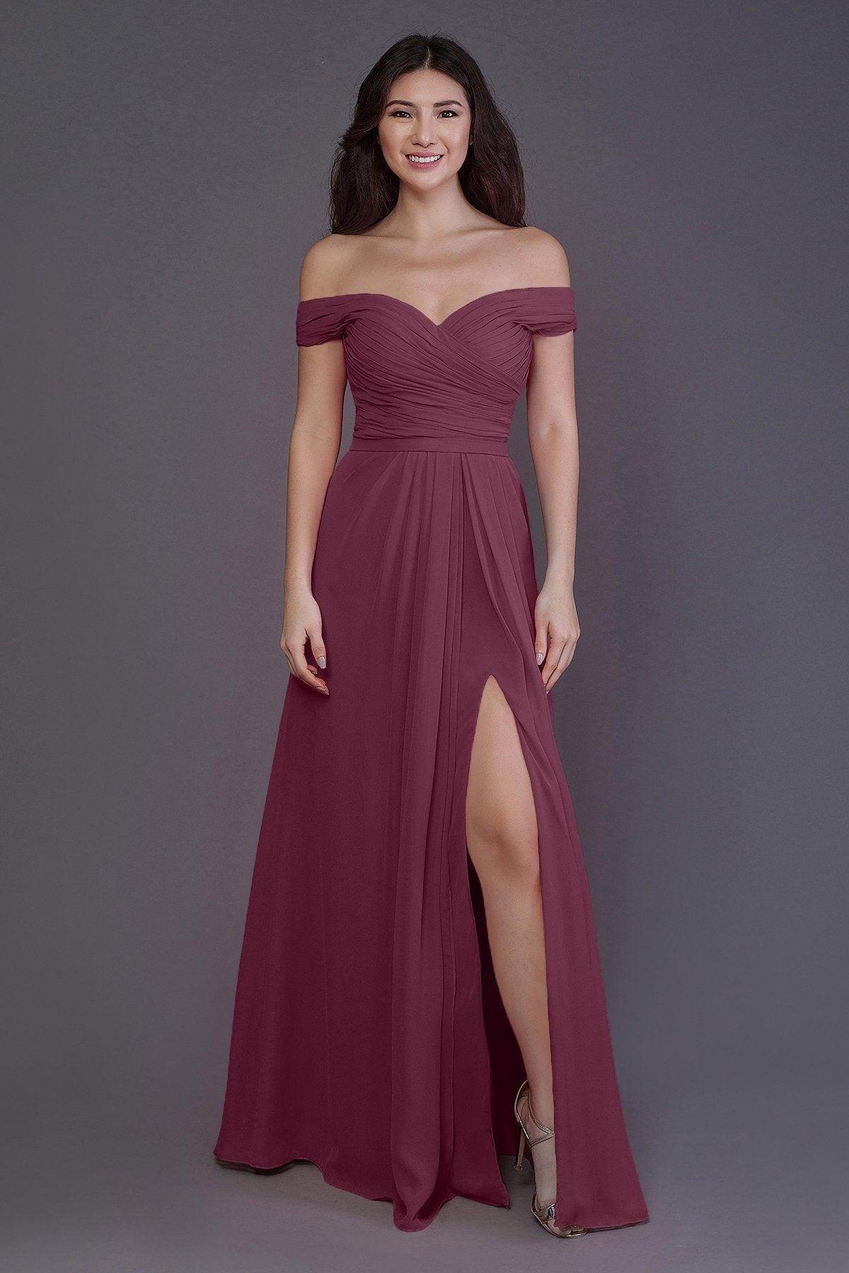 Sheath-Column Floor Length Chiffon Bridesmaid Dress PR3536PS