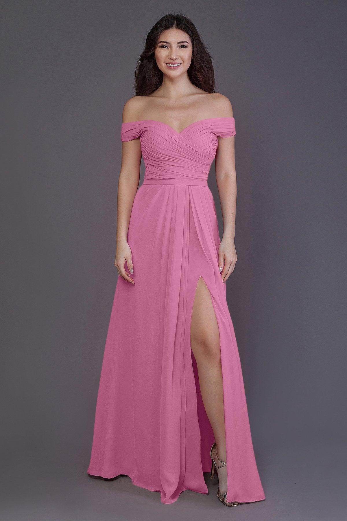 Sheath-Column Floor Length Chiffon Bridesmaid Dress PR3536