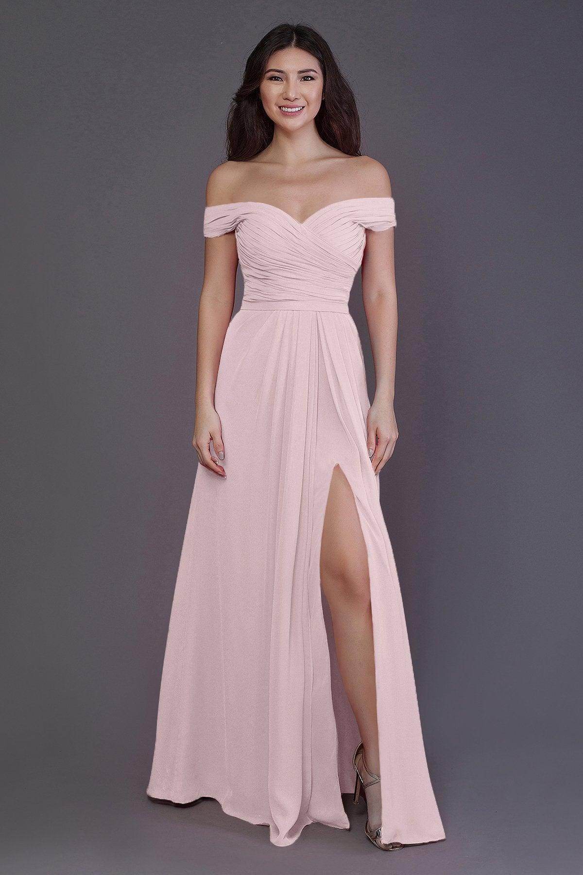 Sheath-Column Floor Length Chiffon Bridesmaid Dress PR3536PS