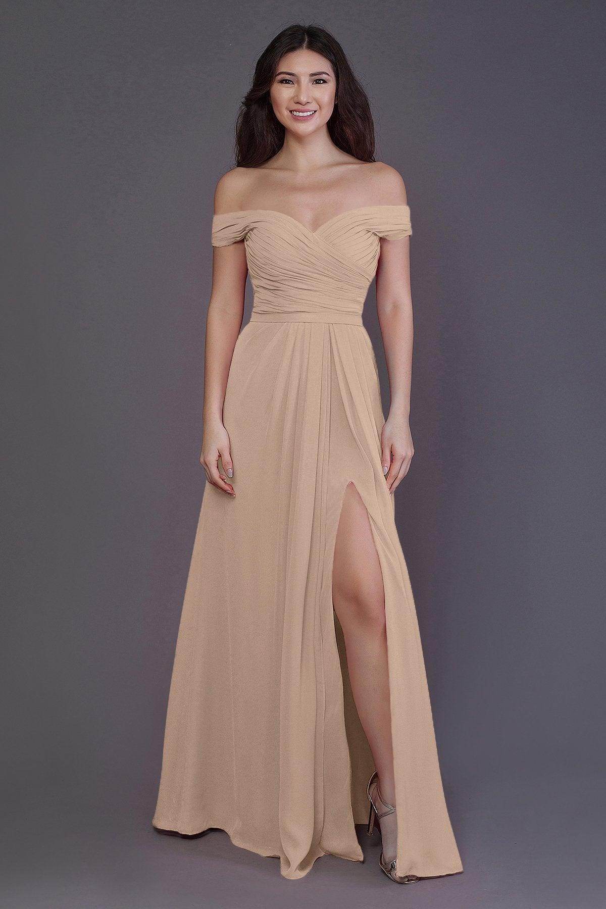 Sheath-Column Floor Length Chiffon Bridesmaid Dress PR3536PS