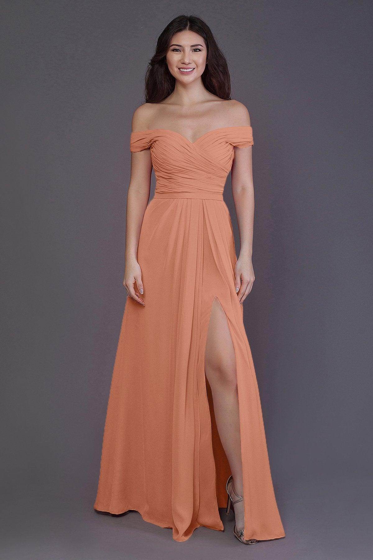 Sheath-Column Floor Length Chiffon Bridesmaid Dress PR3536PS