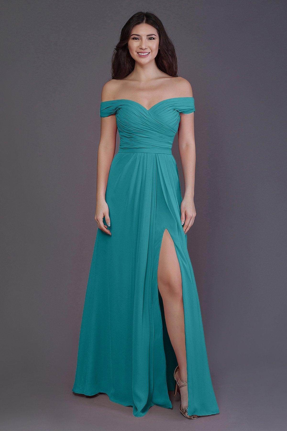 Sheath-Column Floor Length Chiffon Bridesmaid Dress PR3536PS