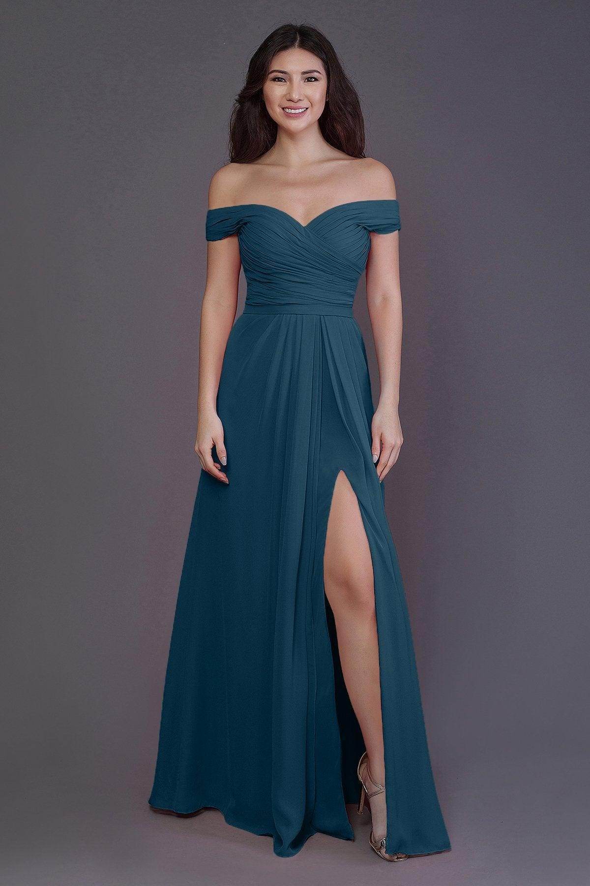 Sheath-Column Floor Length Chiffon Bridesmaid Dress PR3536PS