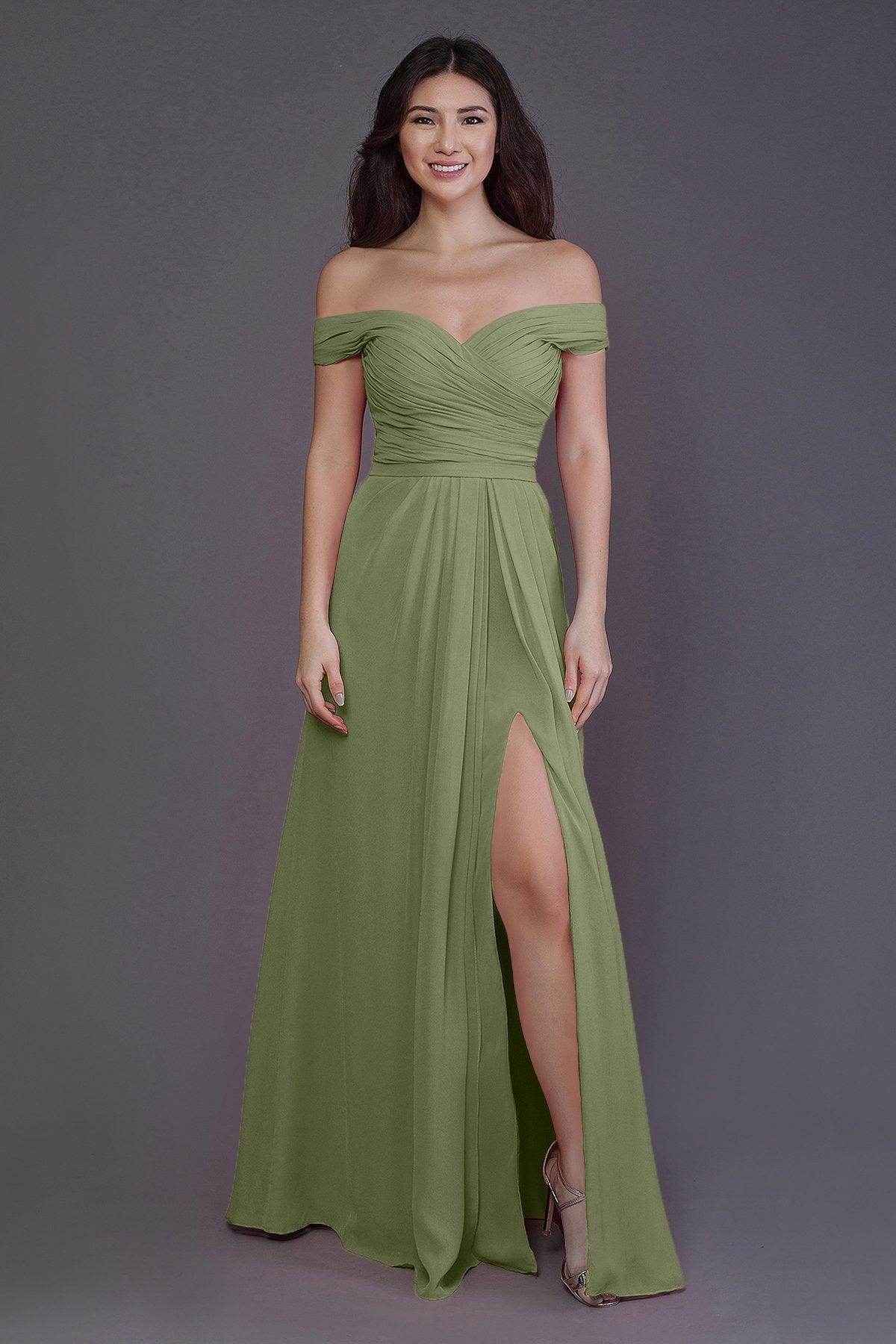 Sheath-Column Floor Length Chiffon Bridesmaid Dress PR3536PS