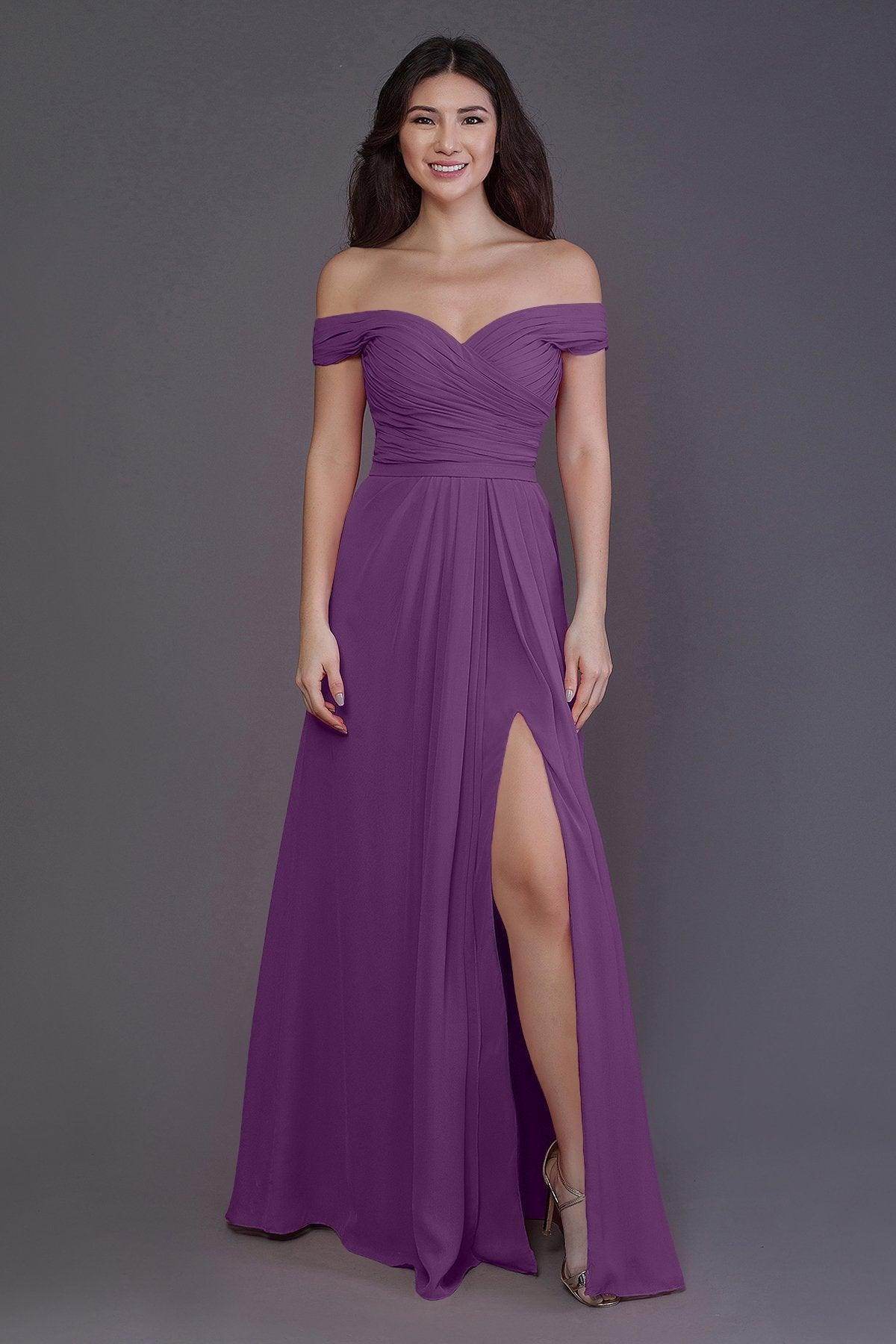 Sheath-Column Floor Length Chiffon Bridesmaid Dress PR3536PS
