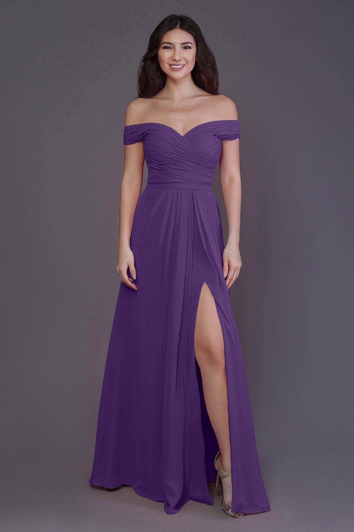 Sheath-Column Floor Length Chiffon Bridesmaid Dress PR3536