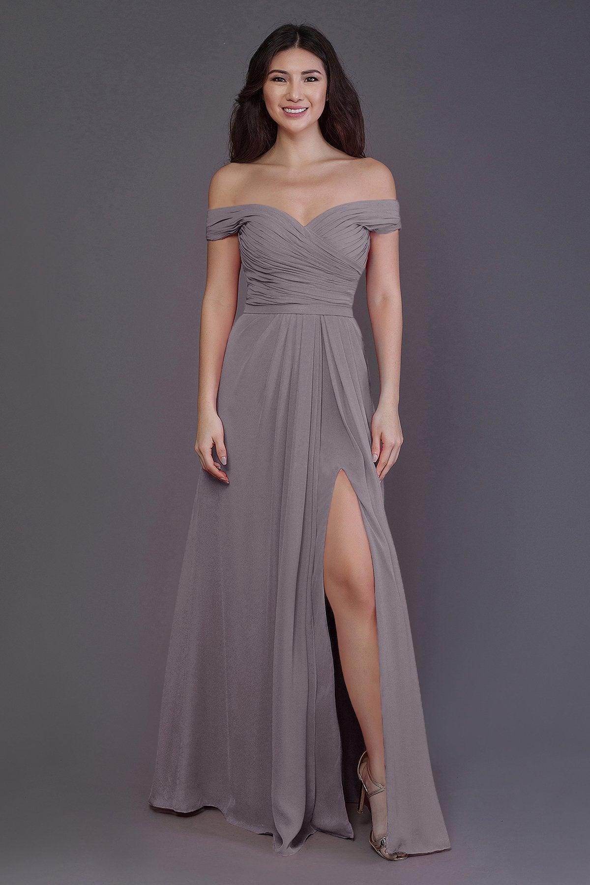 Sheath-Column Floor Length Chiffon Bridesmaid Dress PR3536PS