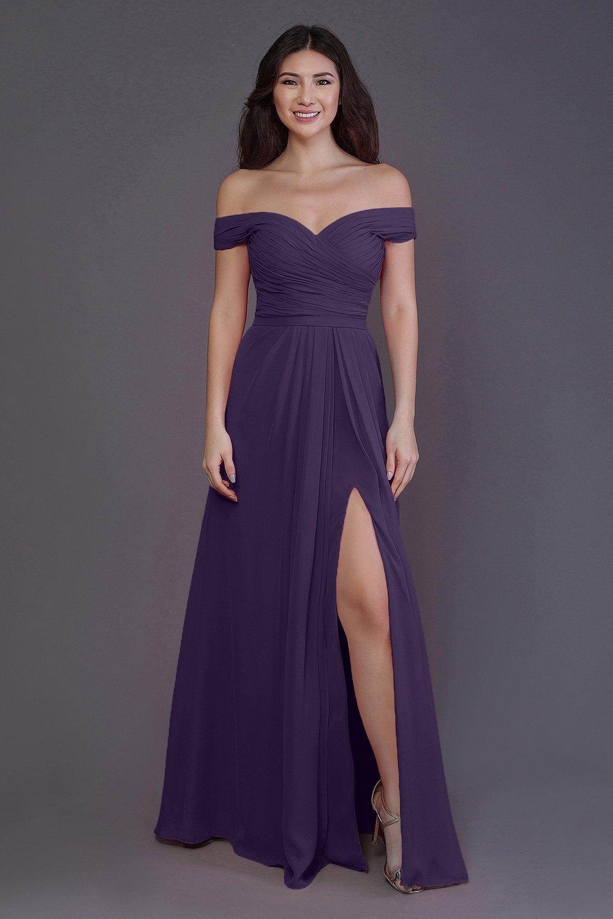 Sheath-Column Floor Length Chiffon Bridesmaid Dress PR3536