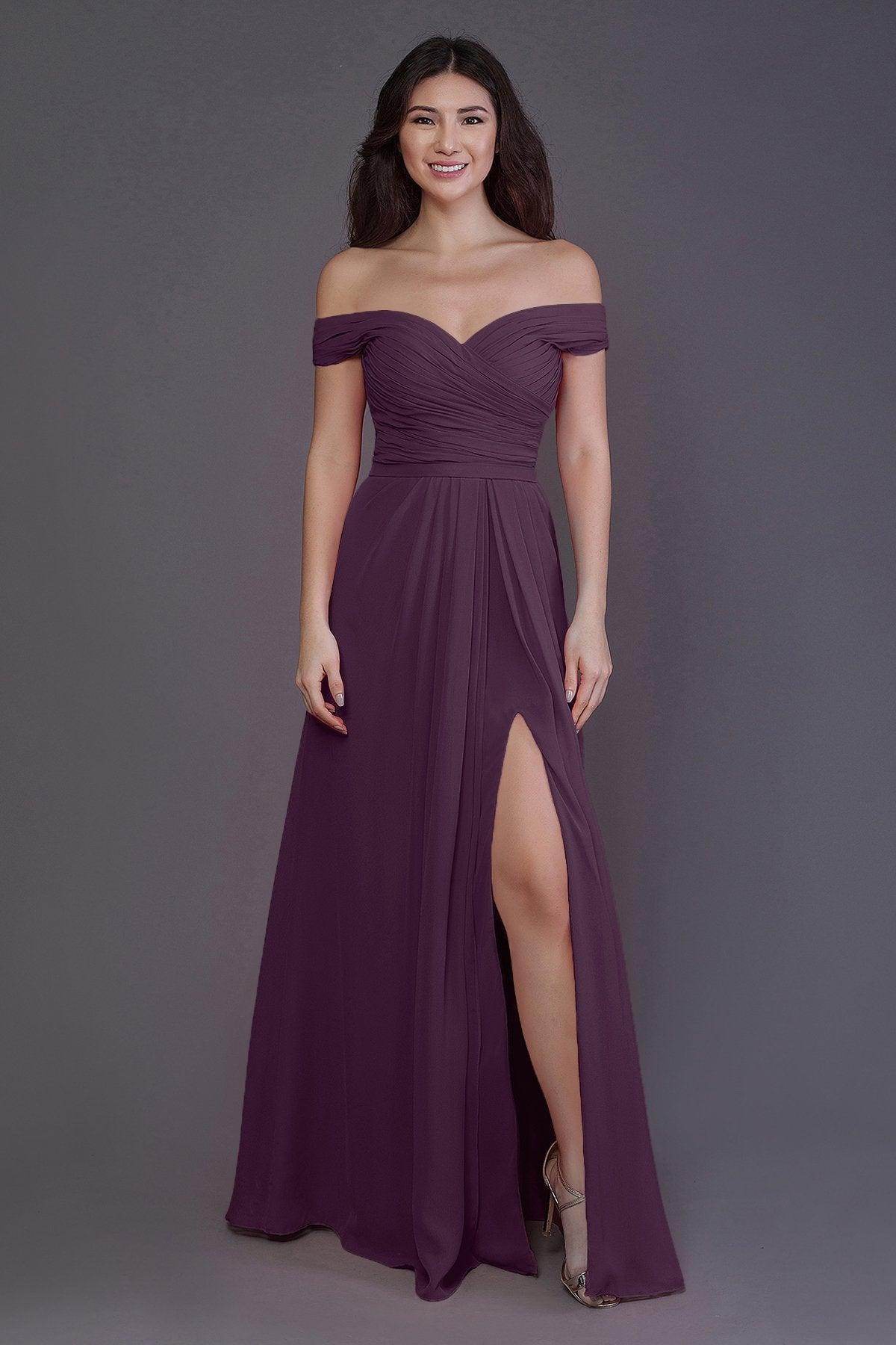 Sheath-Column Floor Length Chiffon Bridesmaid Dress PR3536PS