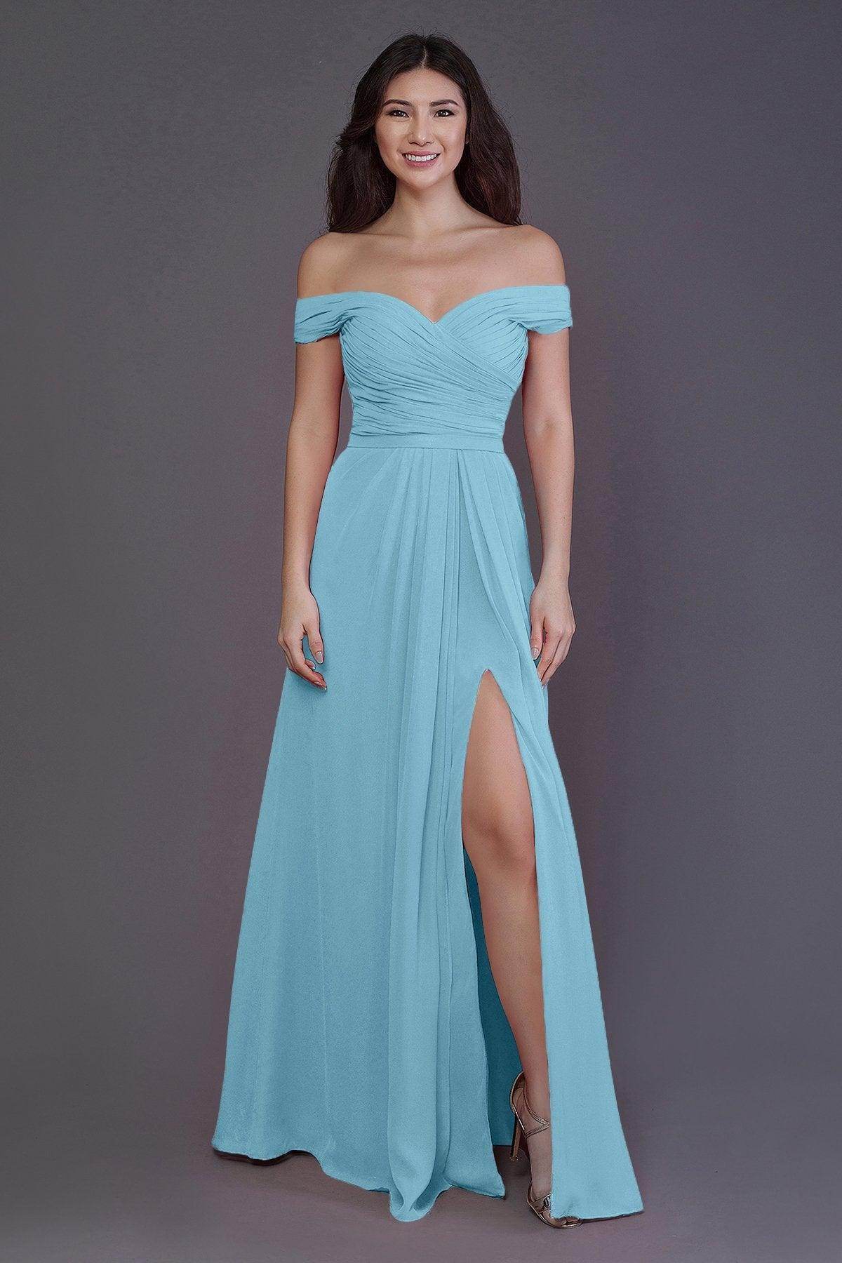 Sheath-Column Floor Length Chiffon Bridesmaid Dress PR3536