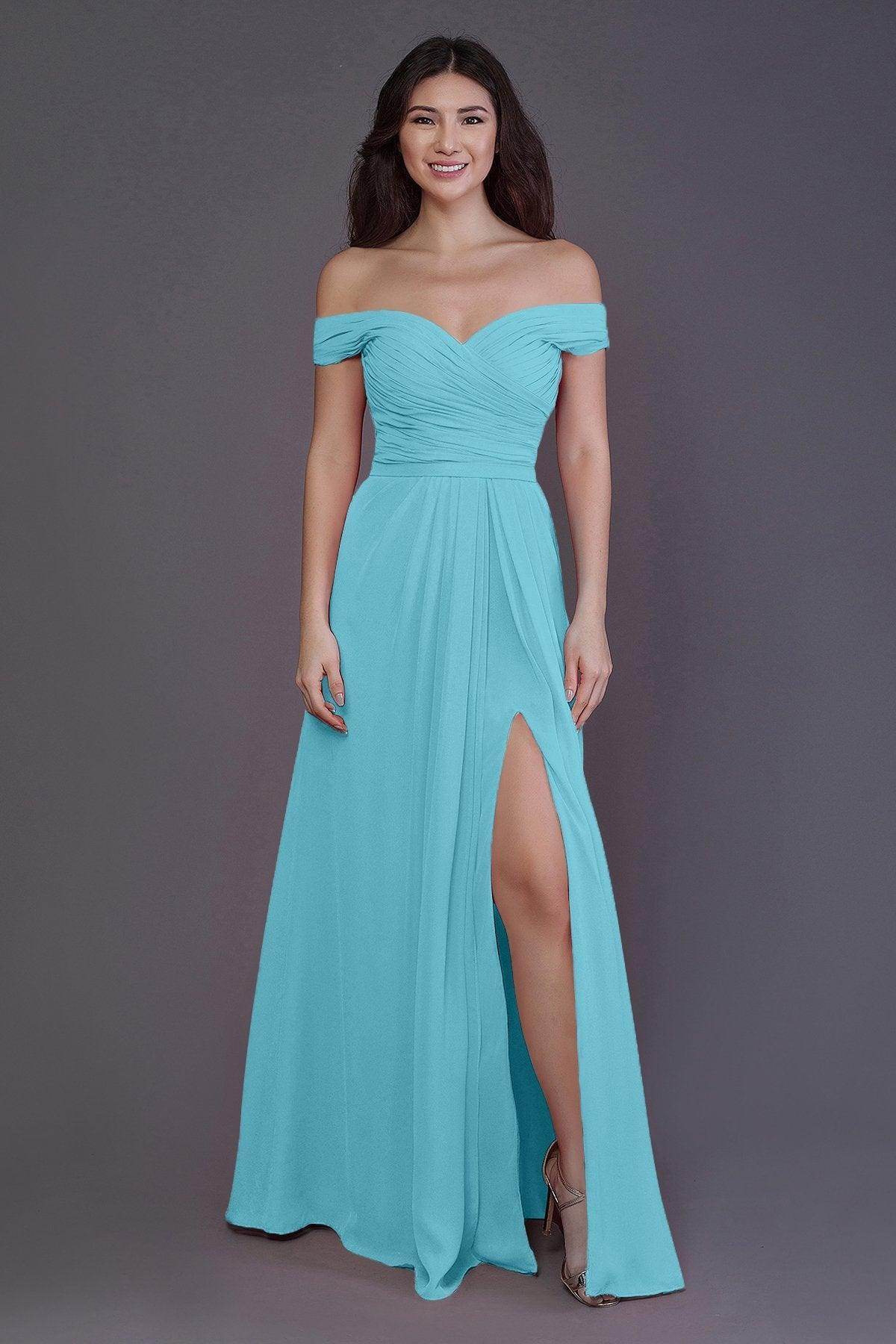 Sheath-Column Floor Length Chiffon Bridesmaid Dress PR3536PS