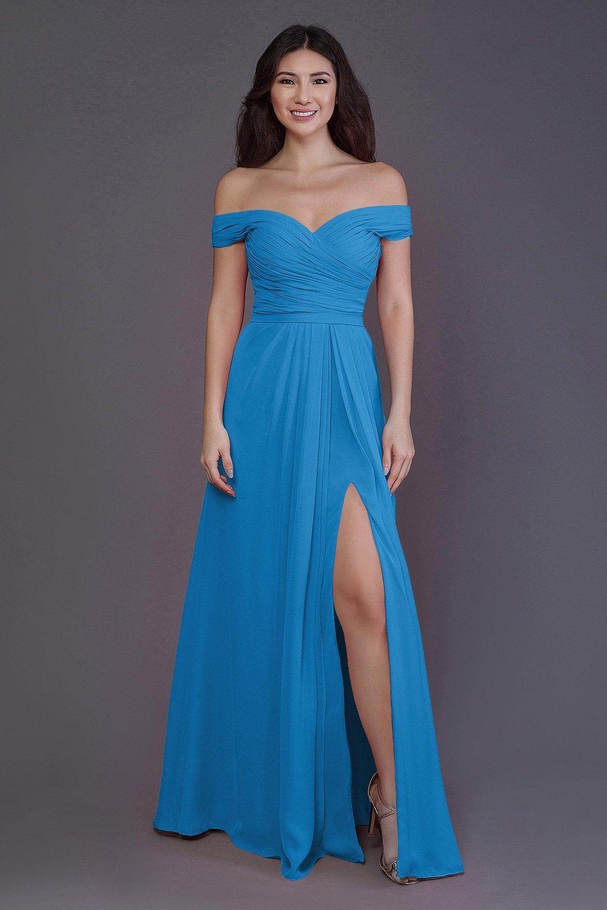 Sheath-Column Floor Length Chiffon Bridesmaid Dress PR3536PS