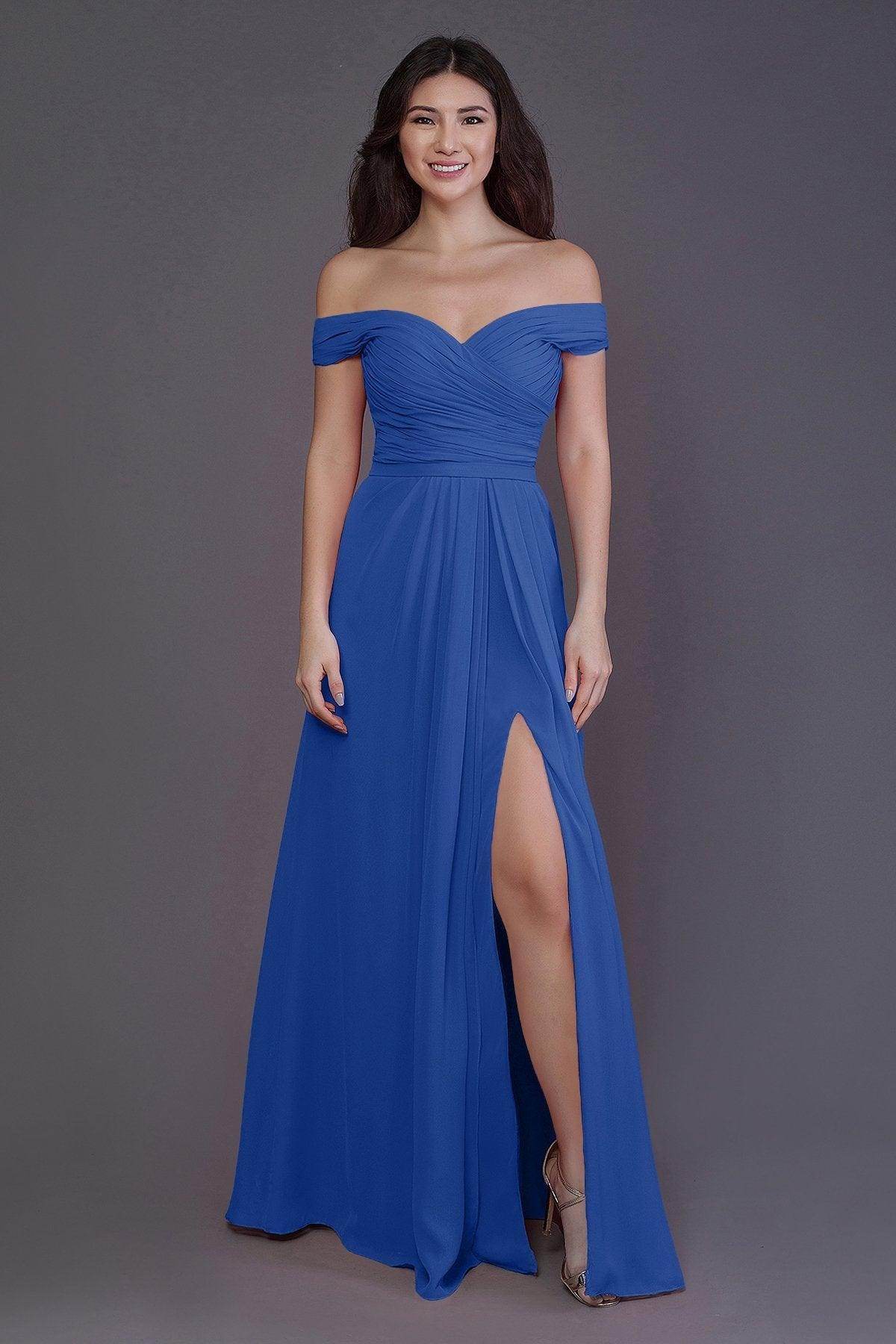 Sheath-Column Floor Length Chiffon Bridesmaid Dress PR3536PS