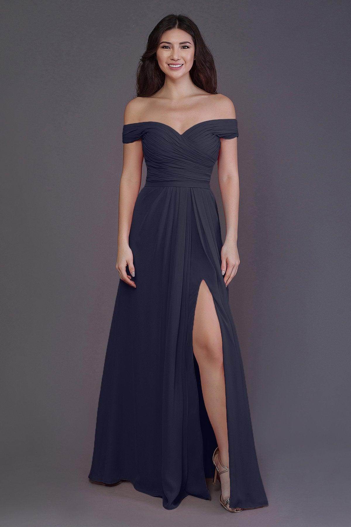 Sheath-Column Floor Length Chiffon Bridesmaid Dress PR3536PS
