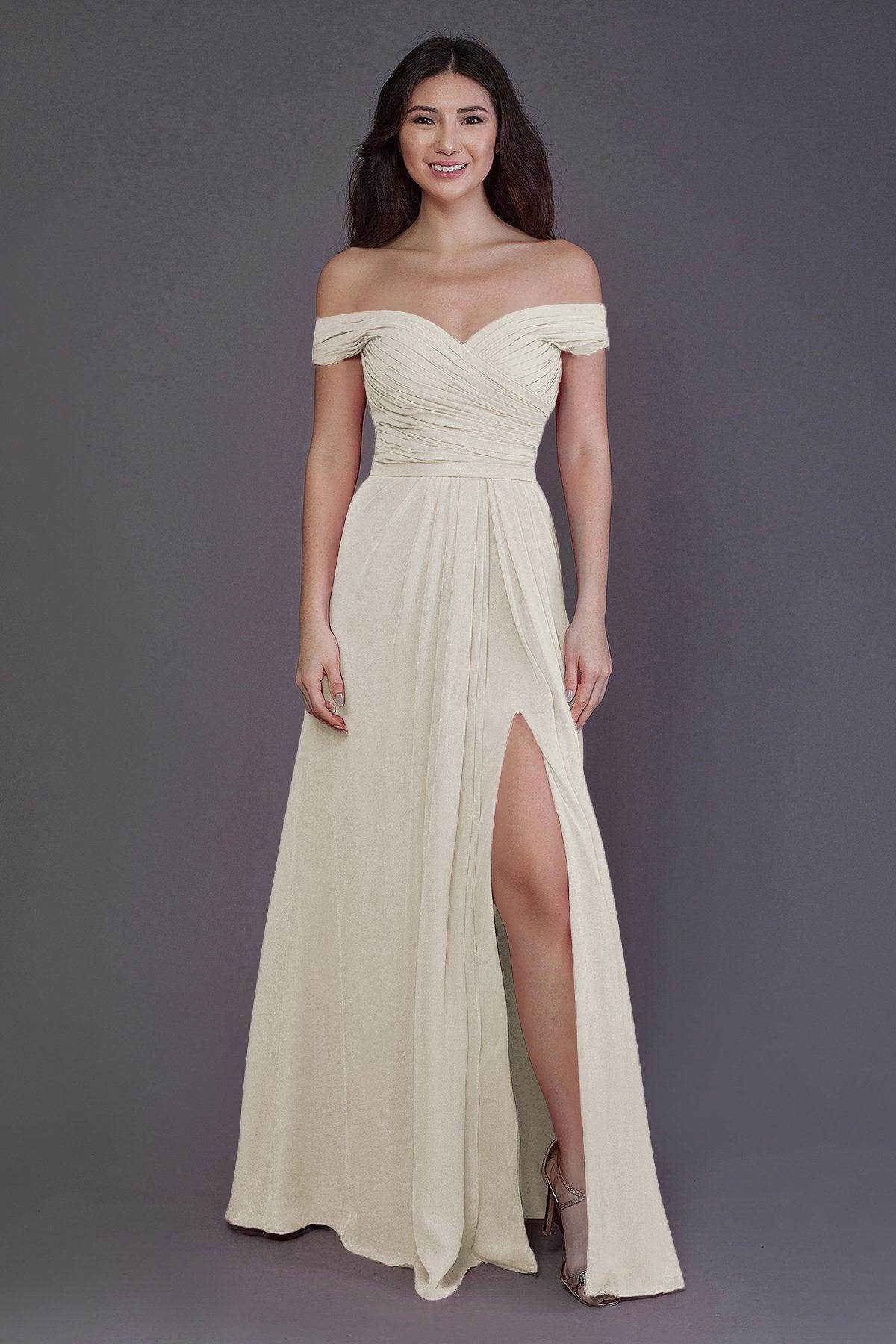 Sheath-Column Floor Length Chiffon Bridesmaid Dress PR3536