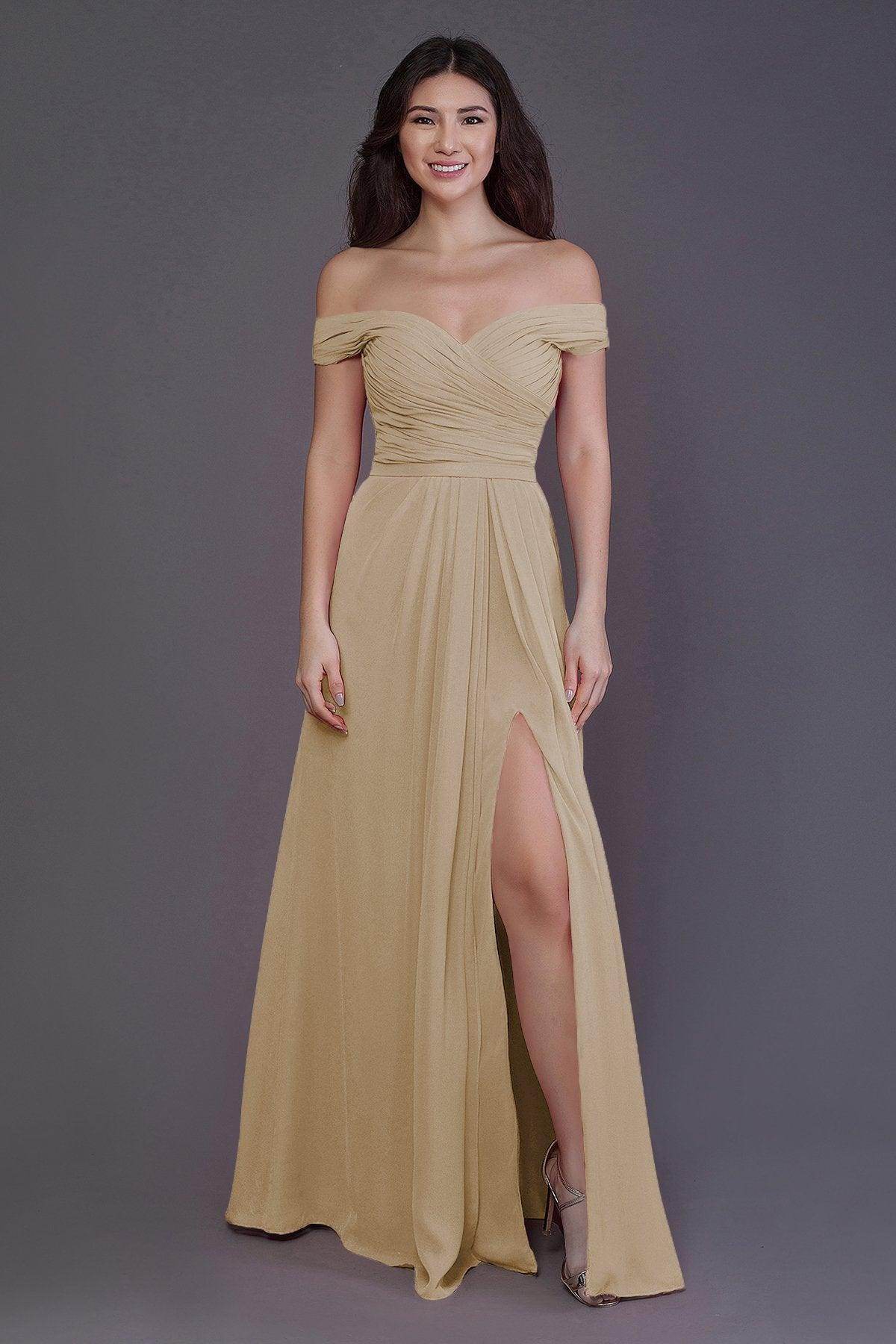 Sheath-Column Floor Length Chiffon Bridesmaid Dress PR3536PS