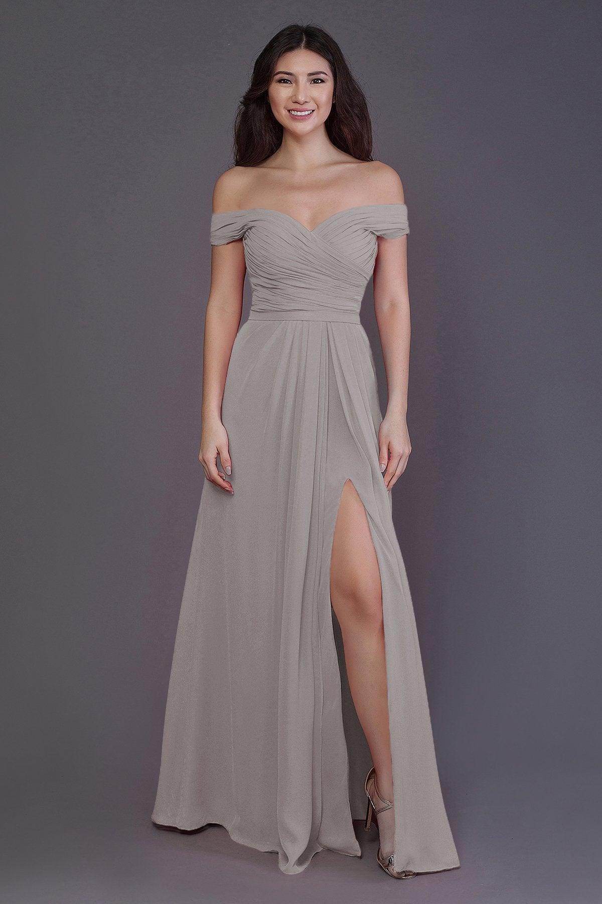 Sheath-Column Floor Length Chiffon Bridesmaid Dress PR3536PS