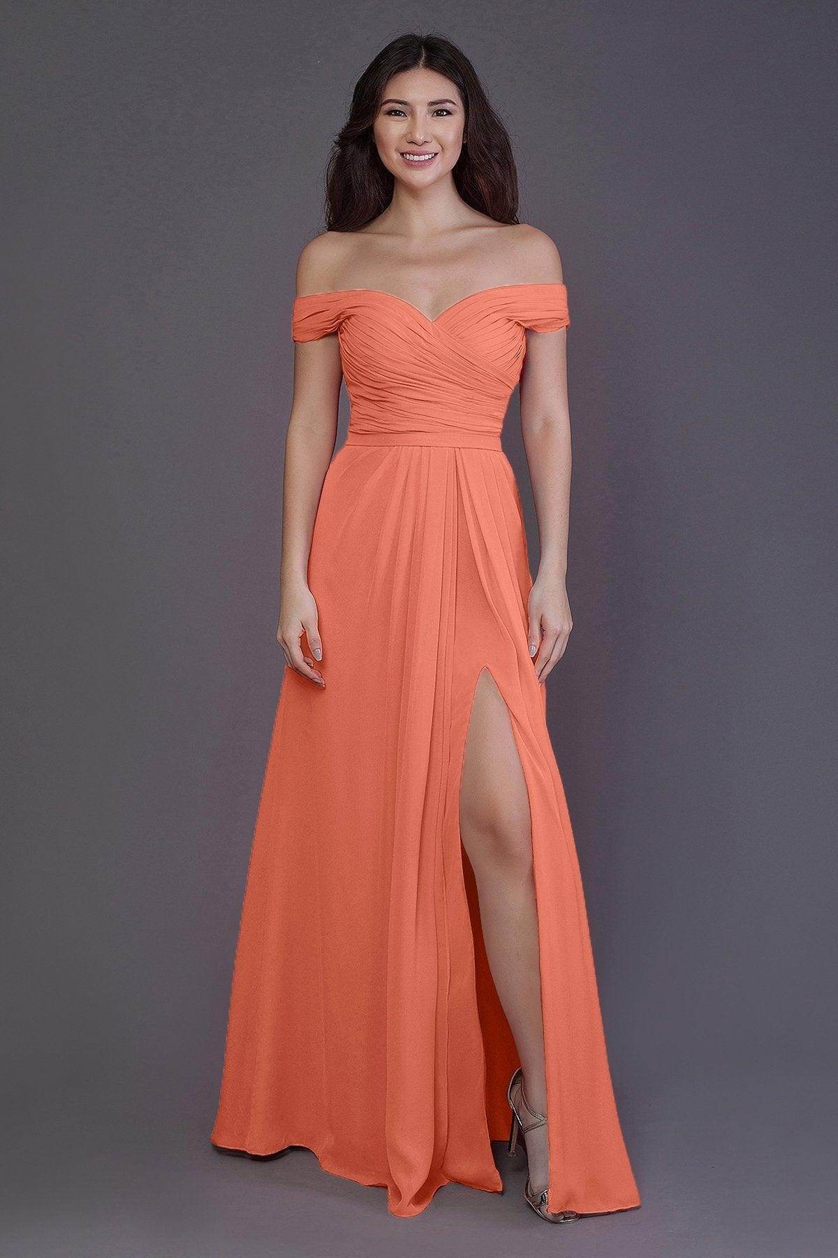 Sheath-Column Floor Length Chiffon Bridesmaid Dress PR3536