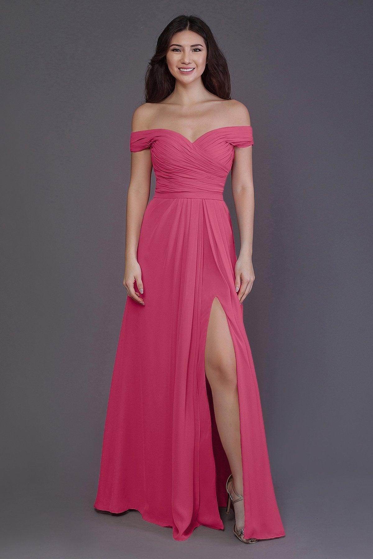 Sheath-Column Floor Length Chiffon Bridesmaid Dress PR3536PS