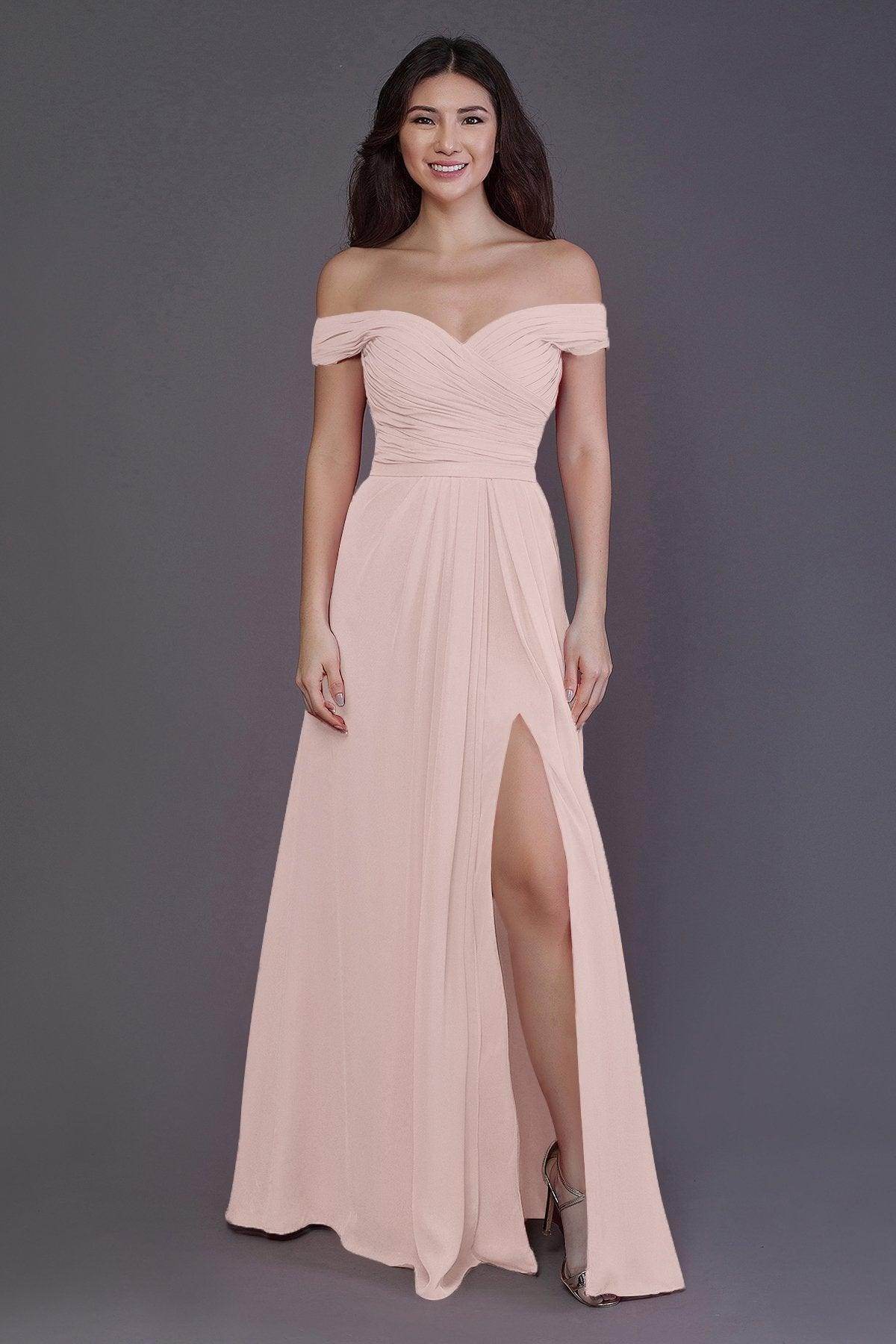Sheath-Column Floor Length Chiffon Bridesmaid Dress PR3536